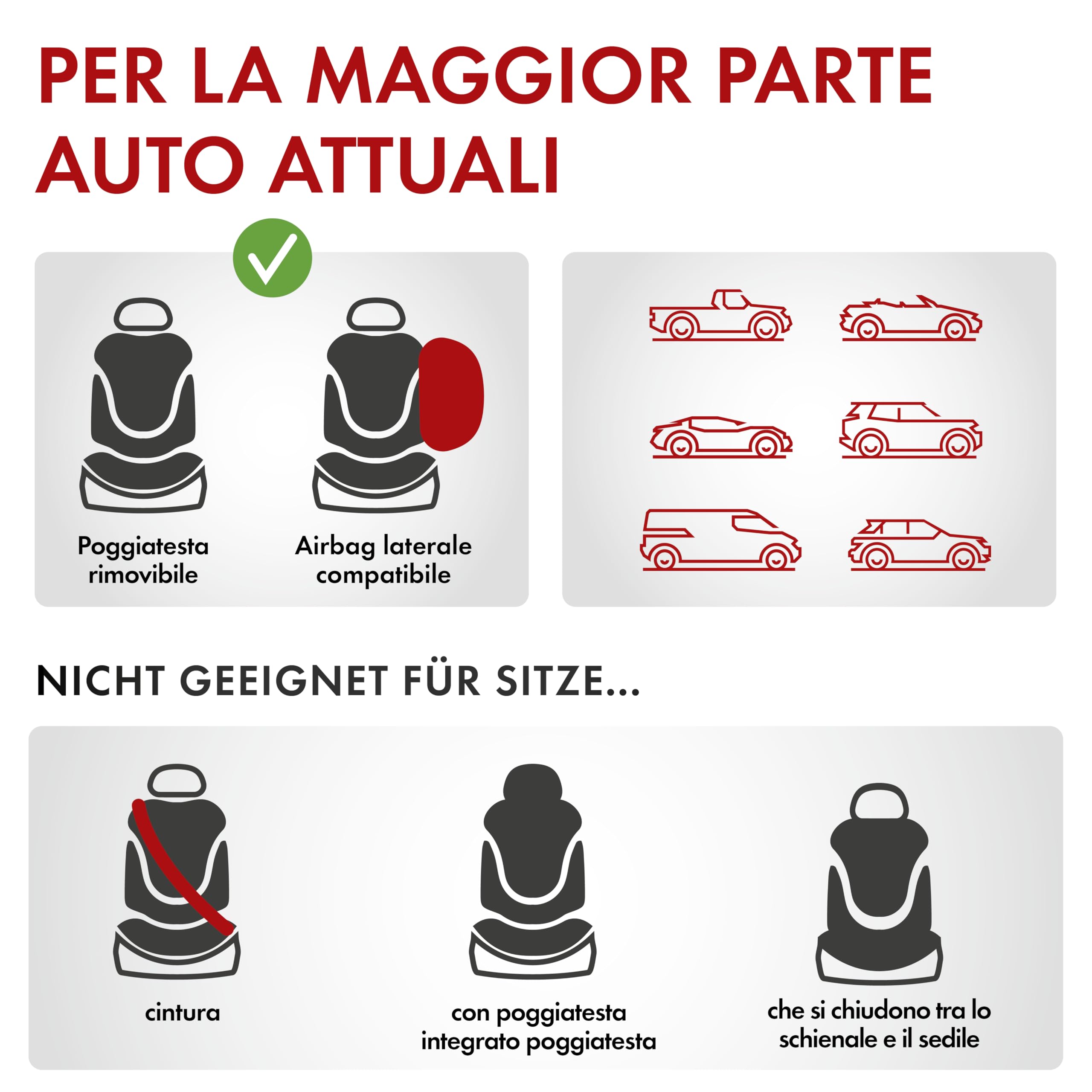 Walser 13412 Coprisedili auto, coprisedili auto Portland per sedili anteriori, coprisedili in grigio/nero