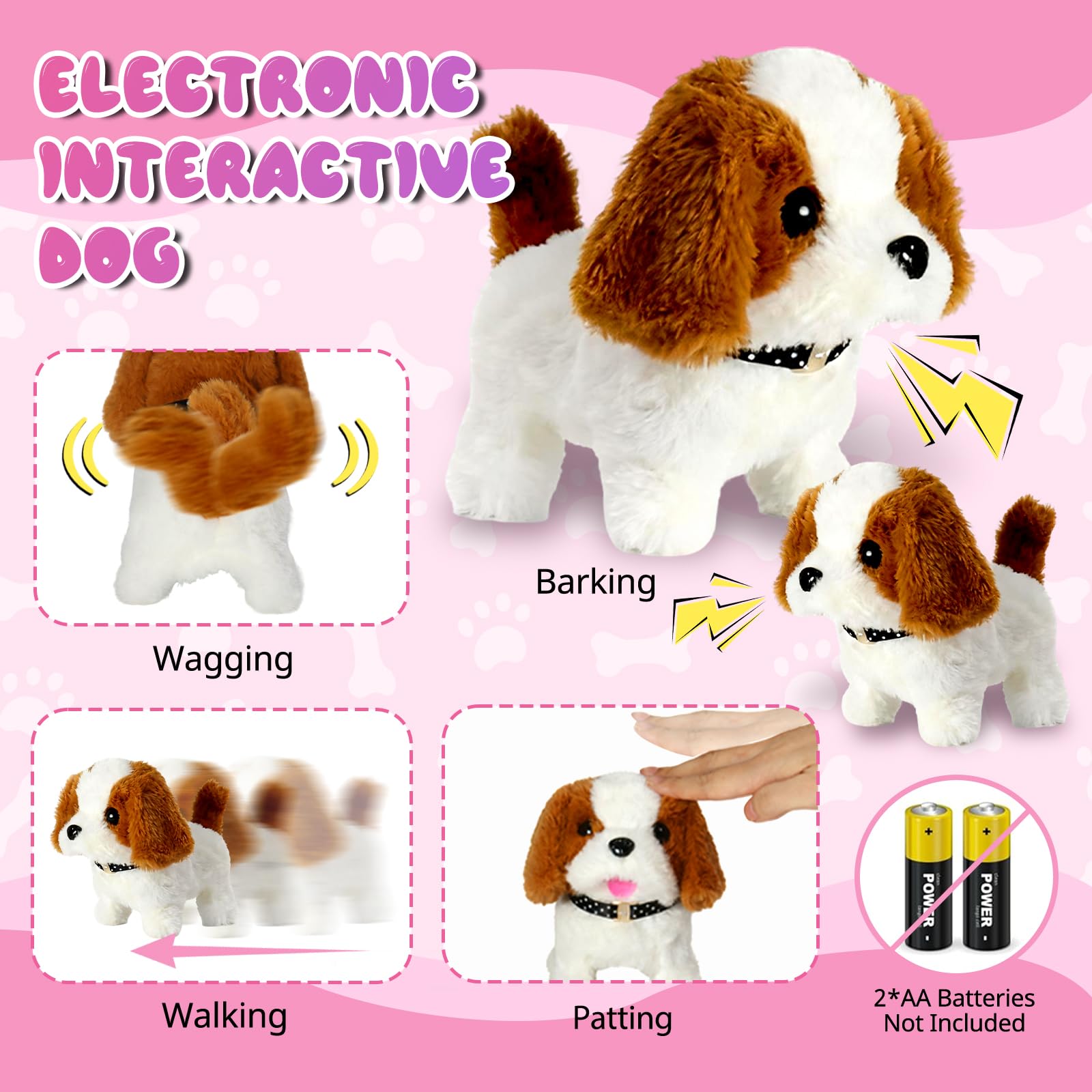 UBeesize Doctor Kit for Toddlers 3-5 with Interactive Plush Dog, Kids Vet Playset with Medical Tools and Costume, Toddler Doctor Play Set Toy, Gift for Girls Ages 3-5, Pink