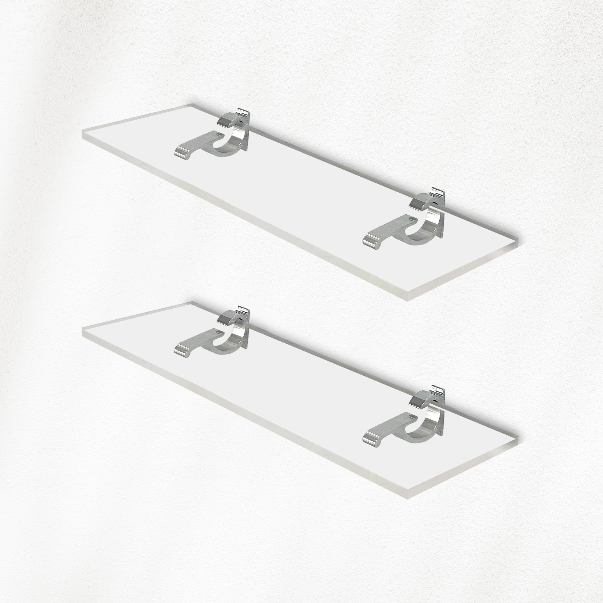 Clear Acrylic Shelves 14.5 inches, 3/4" Thick Transparent Wall Mounted Floating Shelves for Bedroom, Living Room, Bathroom, Kitchen -‎ with Screws and