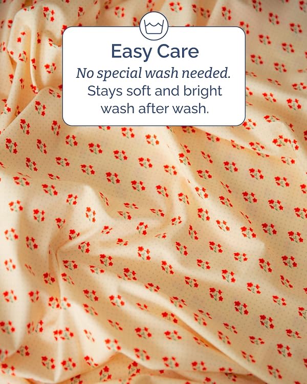 King 4 Piece Floral Sheet Set - Breathable & Cooling - Cherry Blossom Dot by CGK Unlimited - Image 7