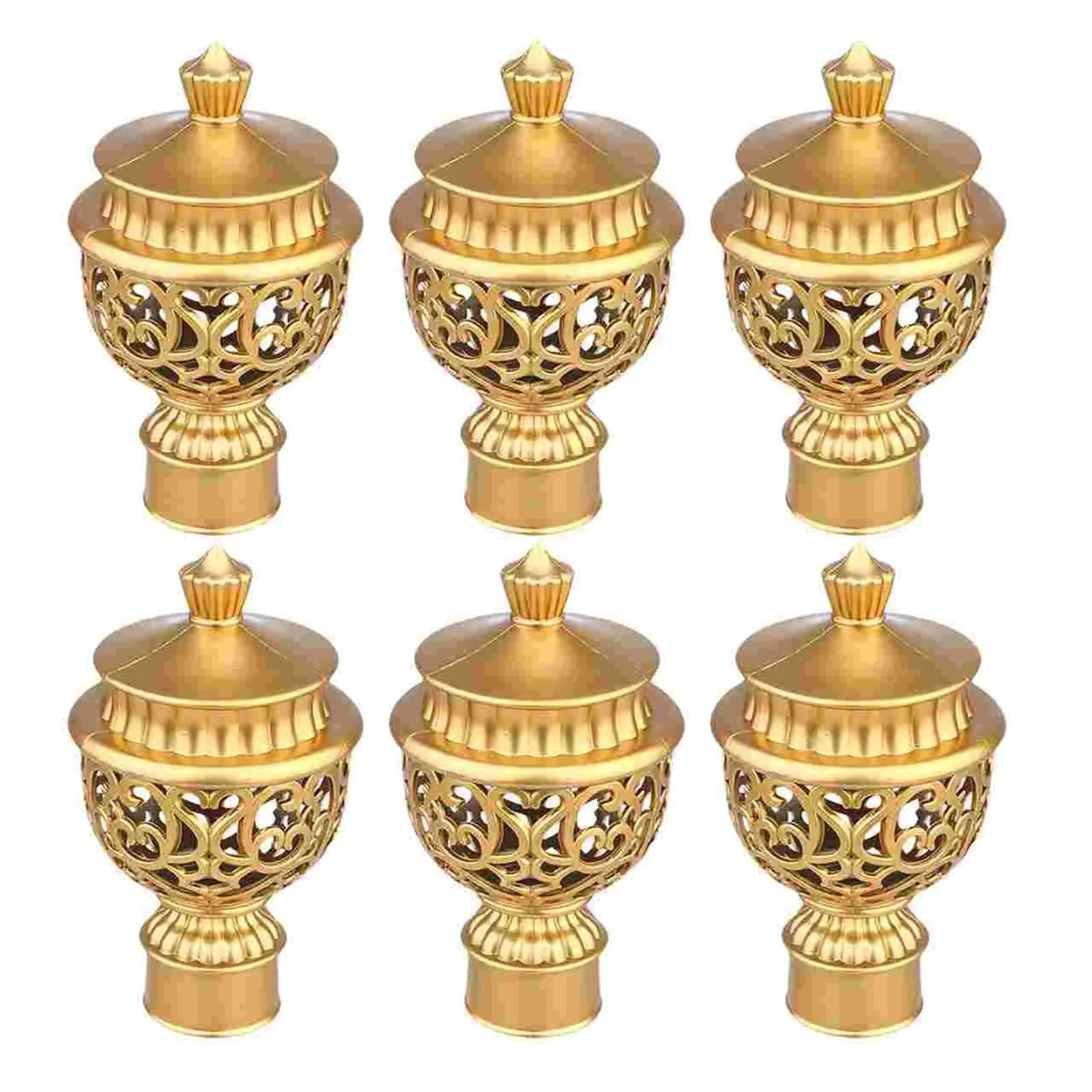 BDFJEDS Curtain Pole Finials Plastic Hole Elegant Finial Curtain Rod Ends Retro Design Decorative End Cap Home Decor Accessories Stylish Drapery Hardware(Color 01)
