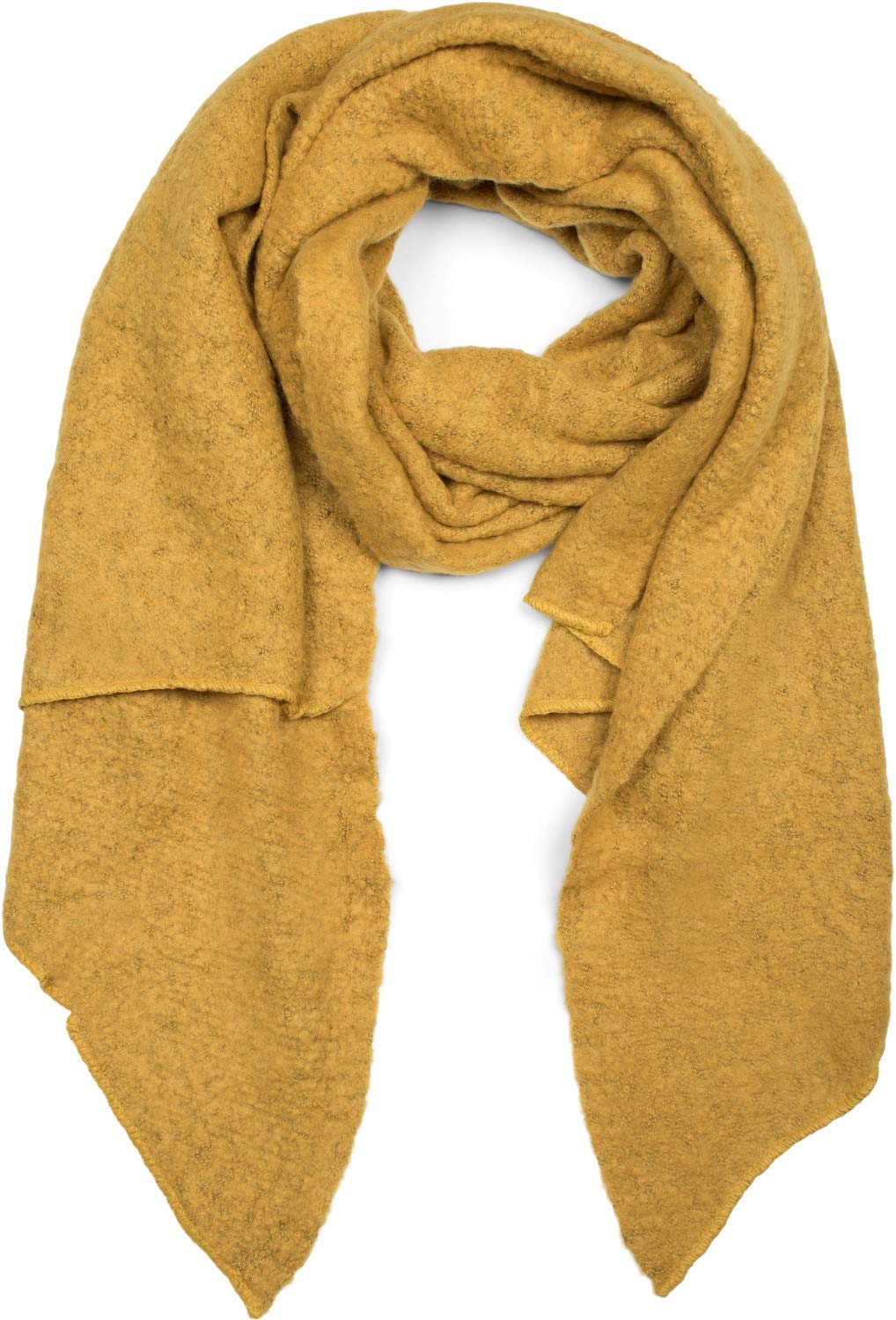 Stylebreaker Women's Mustard Scarf Made Of Soft Viscose | Plain Woven Scarf In Asymmetric Shape | Large Stole For Autumn And Winter Looks,