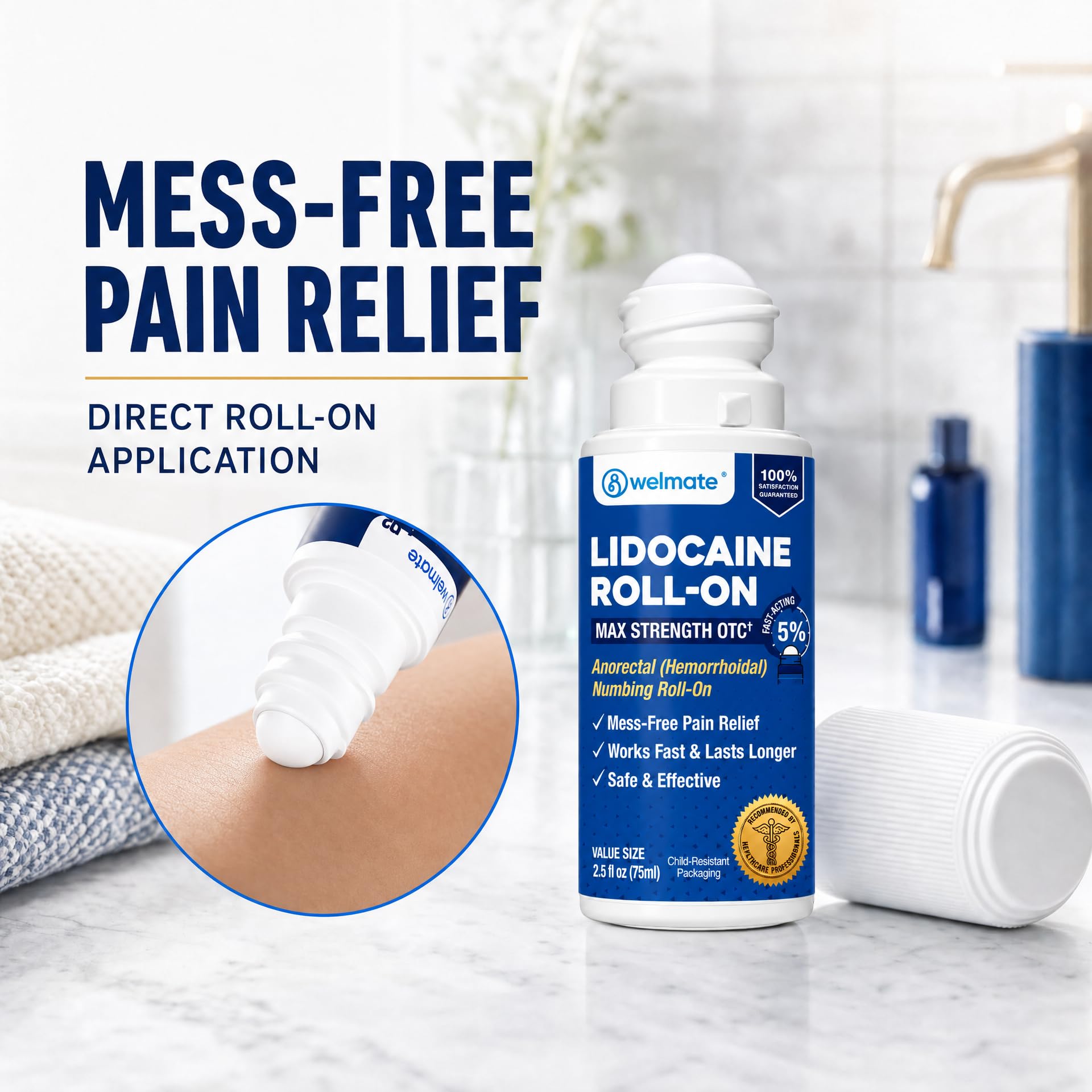 WELMATE 5% Lidocaine Roll-On Maximum Strength Pain Relief, 2.5 oz — Amazon image 5
