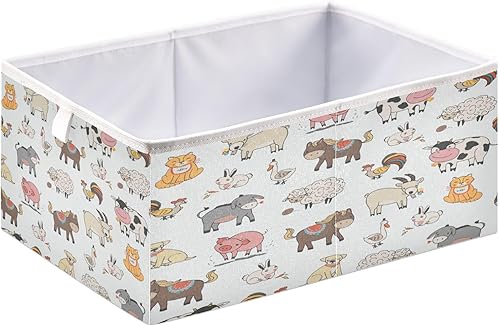 Miniatura 2 de Kigai Cubo de almacenamiento de animales de granja, 11 x 11 x 11 pulgadas, cubos de almacenamiento plegables de tela, cestas de almacenamiento