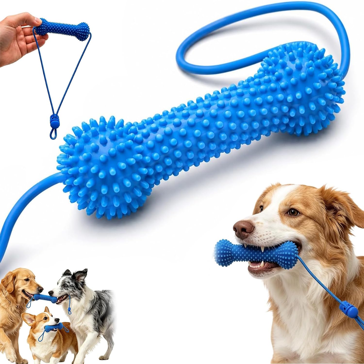Dual-Action Canine Dental Prop, 2-in-1 Dog Teeth Cleaning Chew Toy for Aggressive Chewers, Reusable Dental Chews for Dogs, Teeth Cleaning Tools for All Dog
