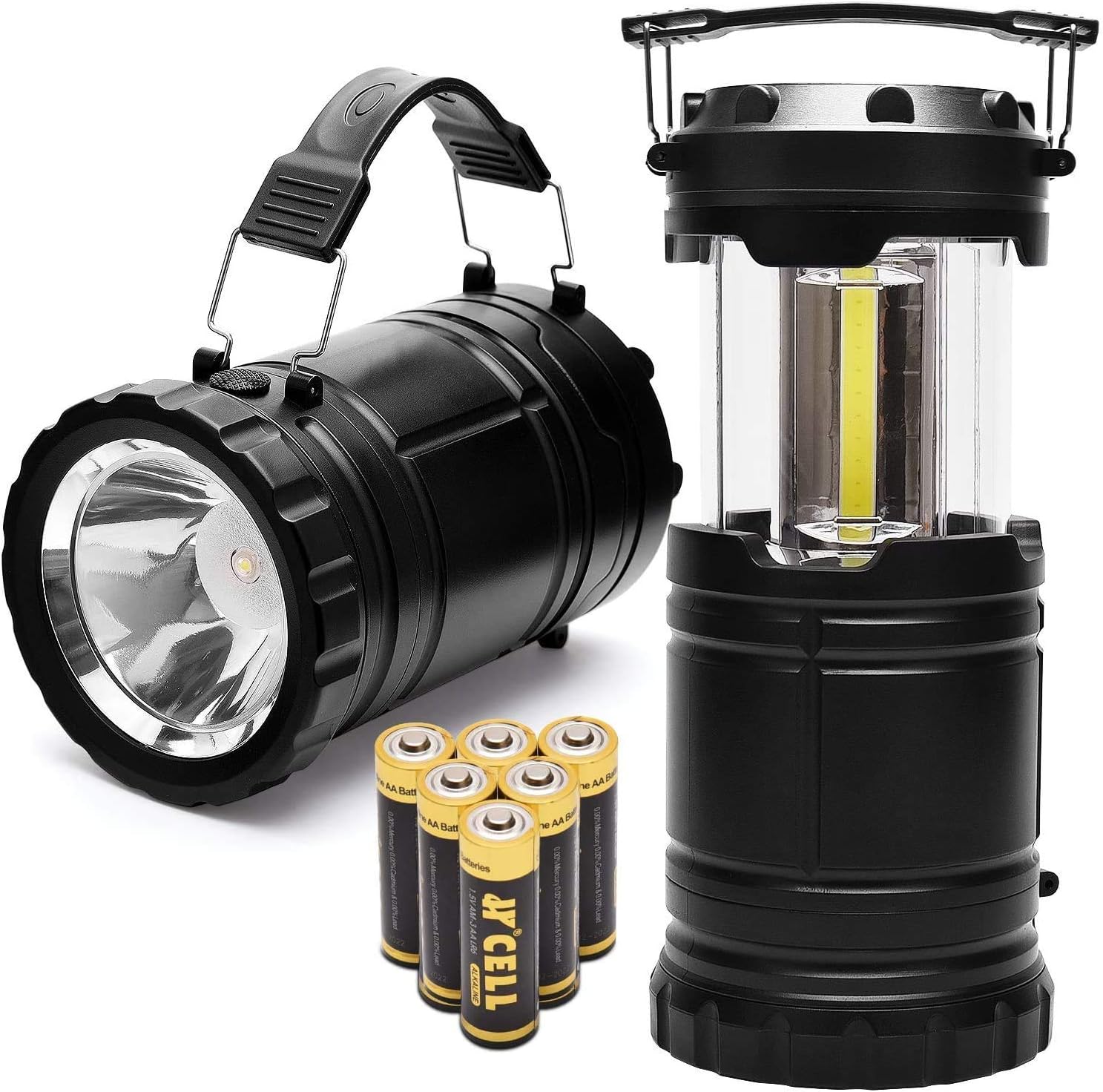 Camping Lanterns Battery Powered Led Lantern Flashlights with Batteries Handheld Collapsible Rechargeable Spotlight Magnetic Base 2 in 1 Power Outage Lamps for Emergency - PACEARTH