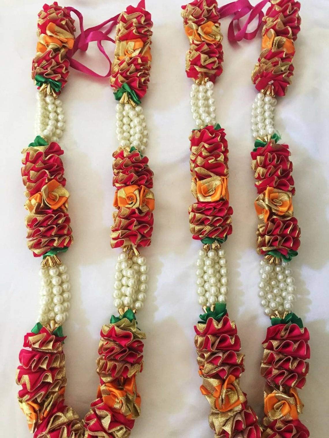 Set Di 3 Mala Di Perle Artificiali Per Statue Divine - Ghirlanda Haar Per Idoli, Decorazione Pooja Sringar - Articoli Per Festival Indiani (12,7 Cm) - 4