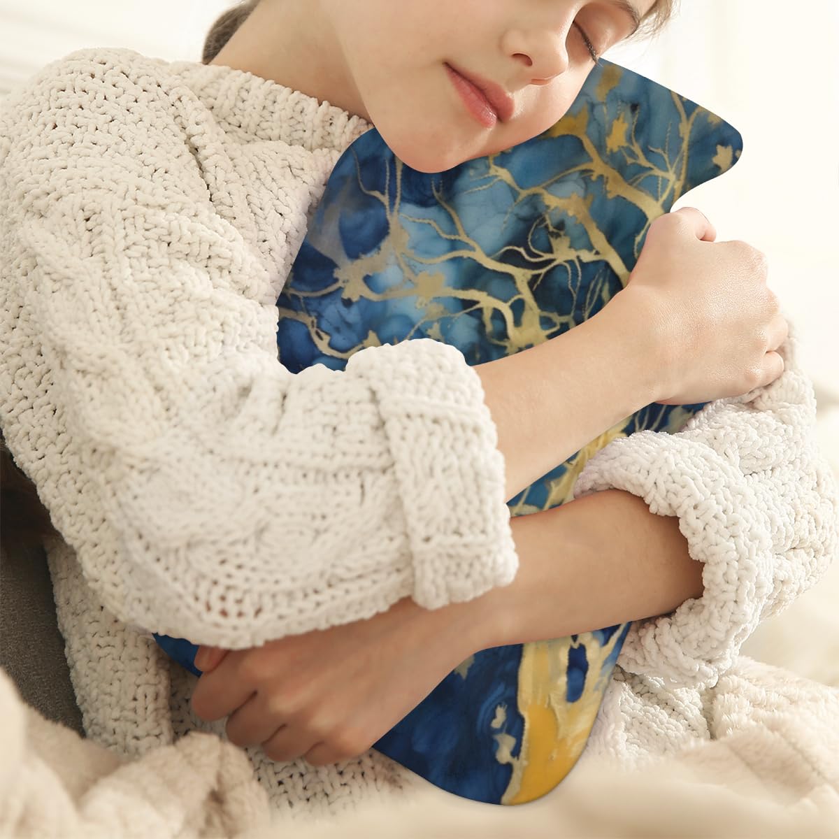 Hot Water Bottle with Soft Cover,2L Colorful Tree Hot Water Bag for Hot and Cold Compress, Hand Feet Warmer, Abstract Tree Rubber Hot or Cold Water Bottle Halloween Christmas Decorations