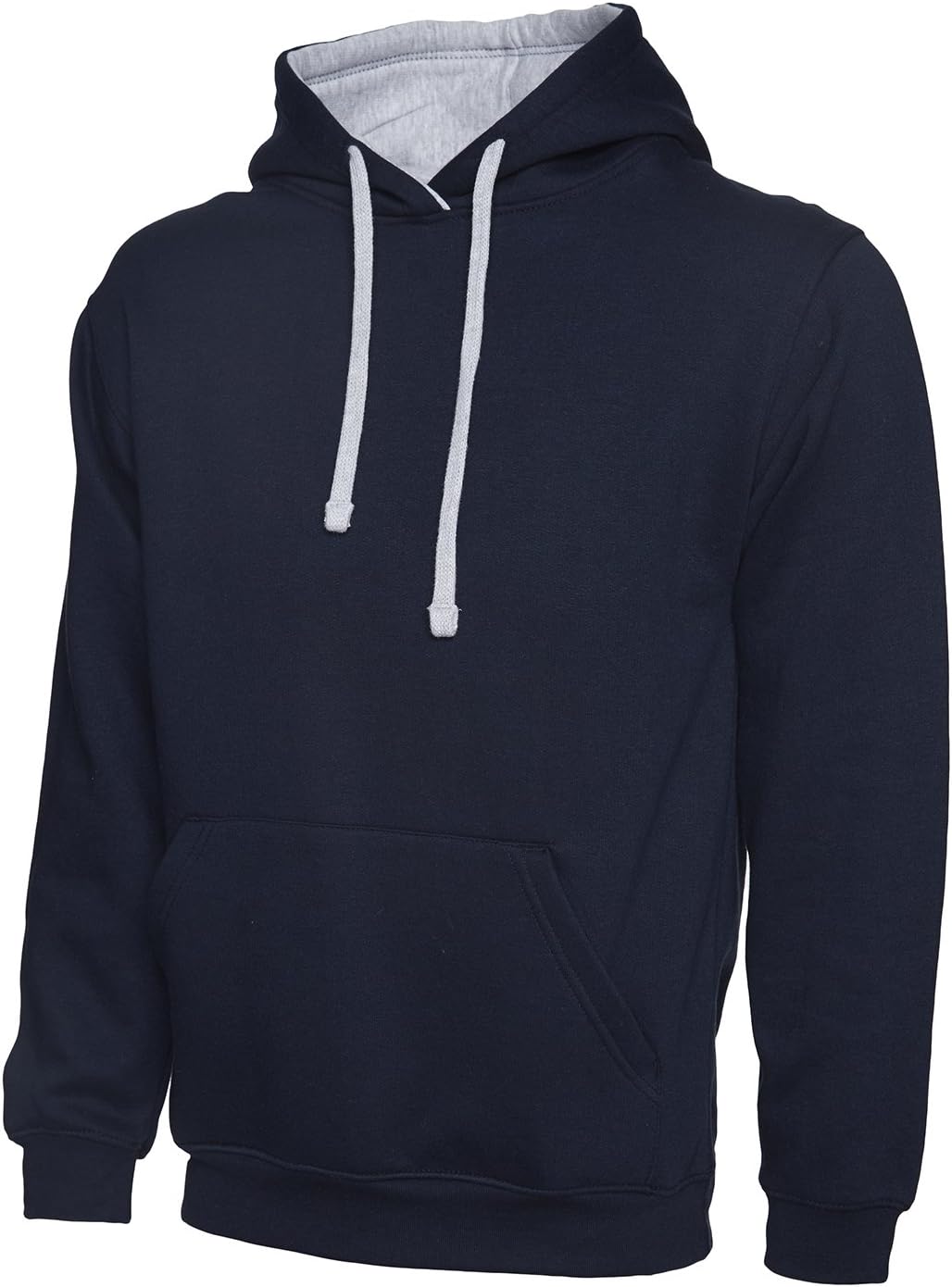 Uneek Clothing Men’s Plain Contrast Hooded Sweatshirt Top X-Large Navy/Heather Grey