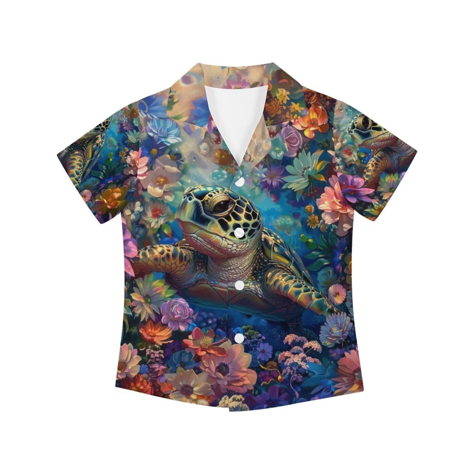 PinUp Angel Funky Casual Hawaiian Shirt Kids Boys Girls Art Oil Painting Animal Pattern Short Sleeve Unisex Beach Shirt