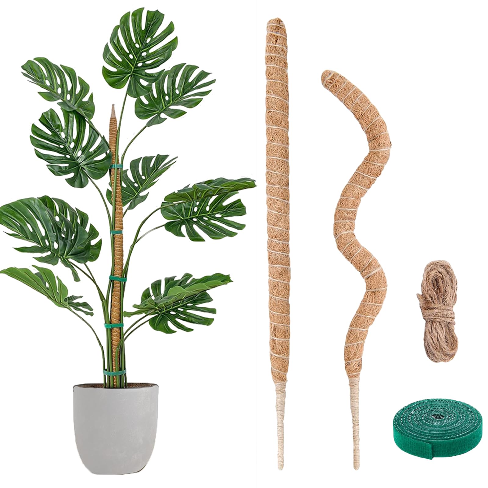 4 Piece Set Moss Pole, Plant Support, Moss Pole For Monstera, Bendable Moss Pole For Plants Moss Poles Climbing Plants, Handmade Coco Coir Pole Plant Support For Creeper Plants Grow Upwards
