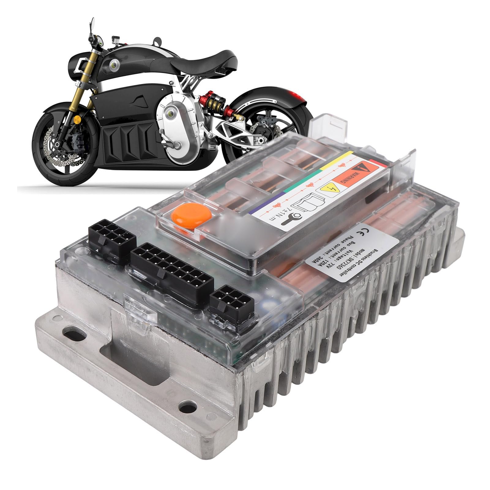 Rosvola 72V Elektryczny Kontroler Motocykla DK72360 Sinusoidalny Bezszczotkowy Silnik Prądu Stałego do Silnika QS do 3000W Skuter Mobilny ze Stopu Aluminium