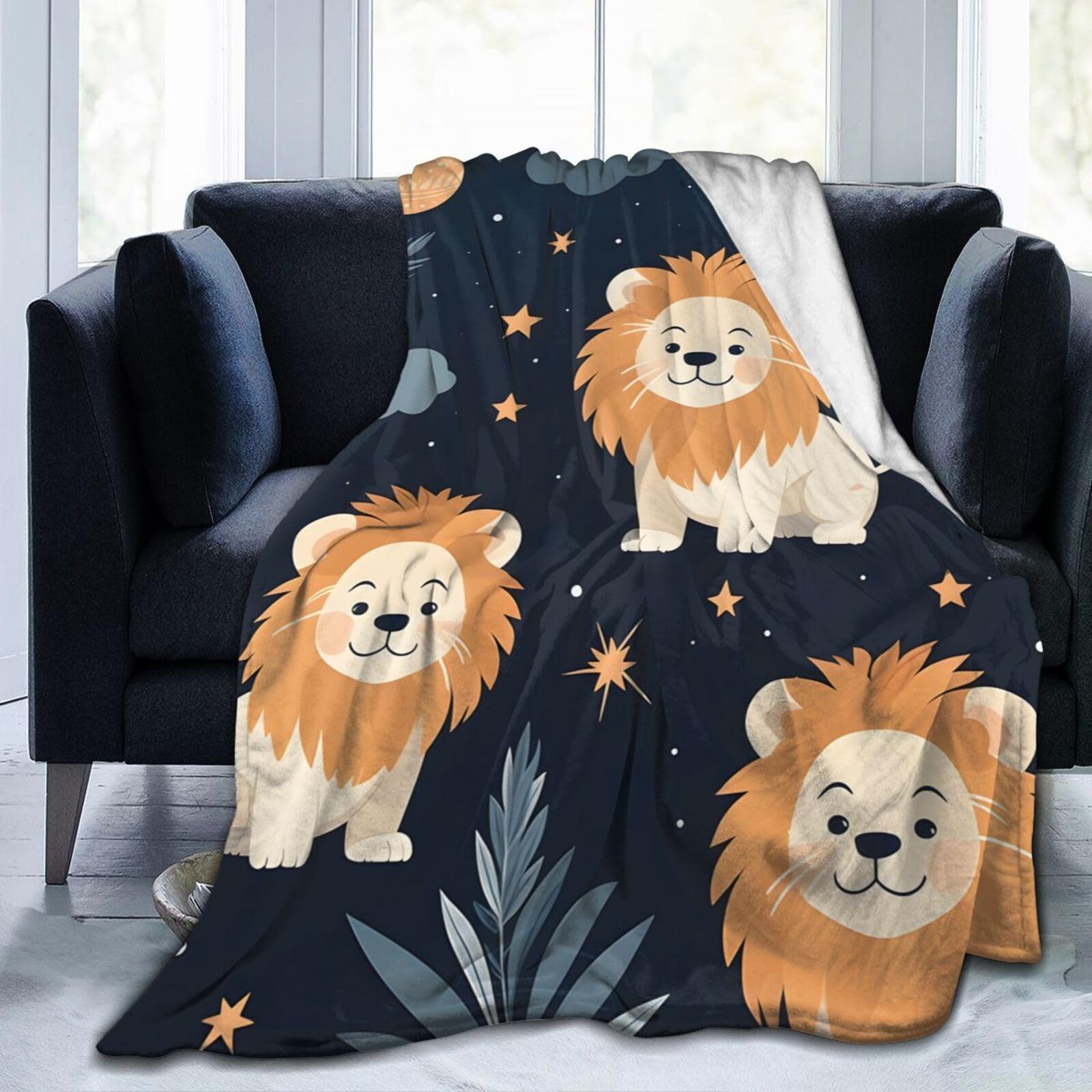 Jeté de canapé lion pour protéger le tissu du salon