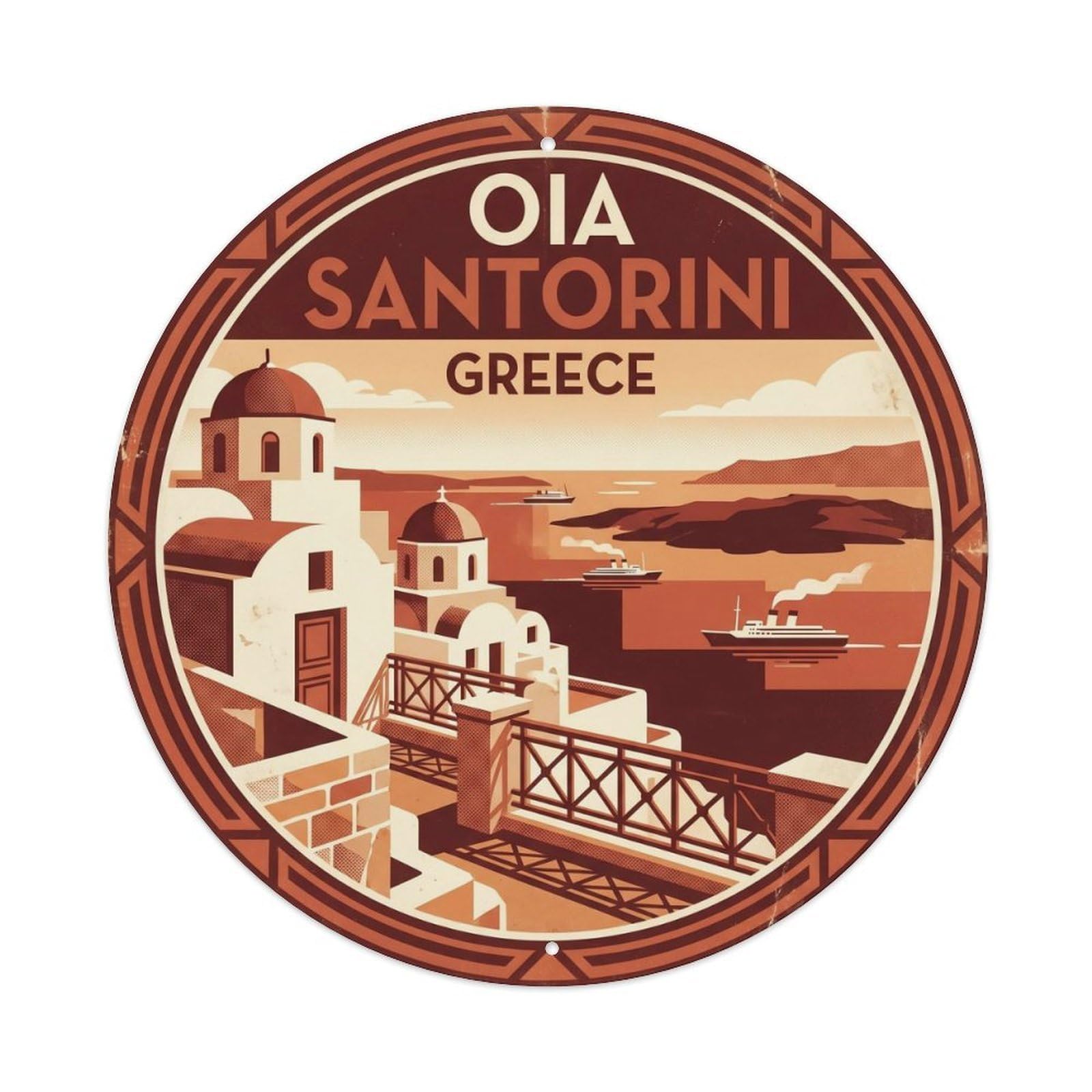 Traditional Balcony Oia Santorini Greece Greek Island Metal Tin Sign