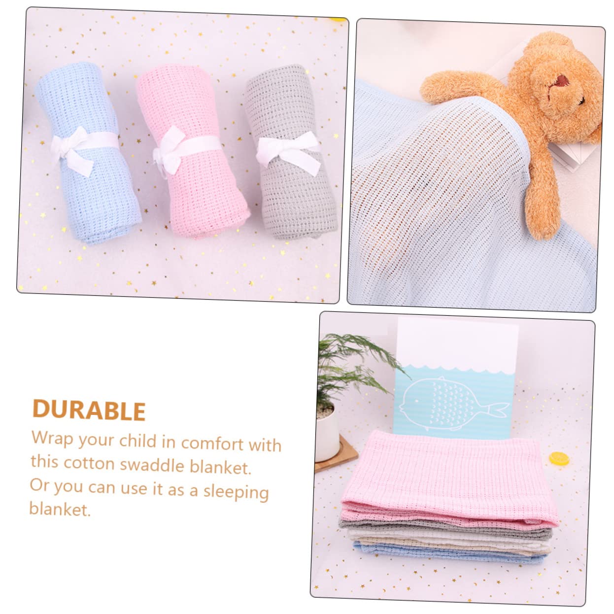ibasenice 2 Juegos De Aire Acondicionado para Bebé Mantita Bebe Toquilla Bebe Toalla con Capucha para Bebé Chico Mantas De Bebé para Recibiendo De Bebé Algodón 3 Piezas * 2