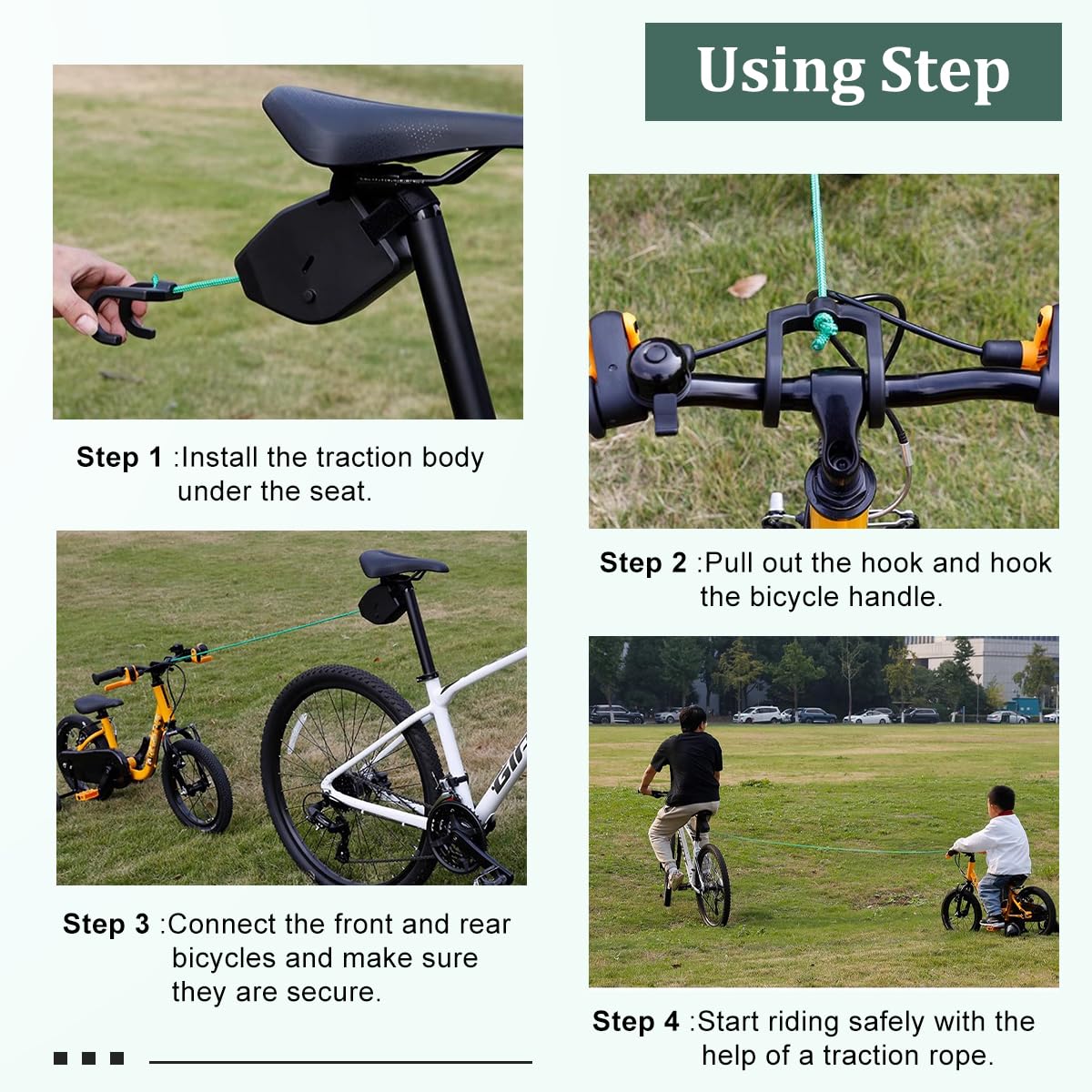 Barre de Traction Velo 2.5m, Corde de Remorquage Rétractable pour Enfant, Ceinture de Traction pour Bicyclette, Capacité 500 lbs