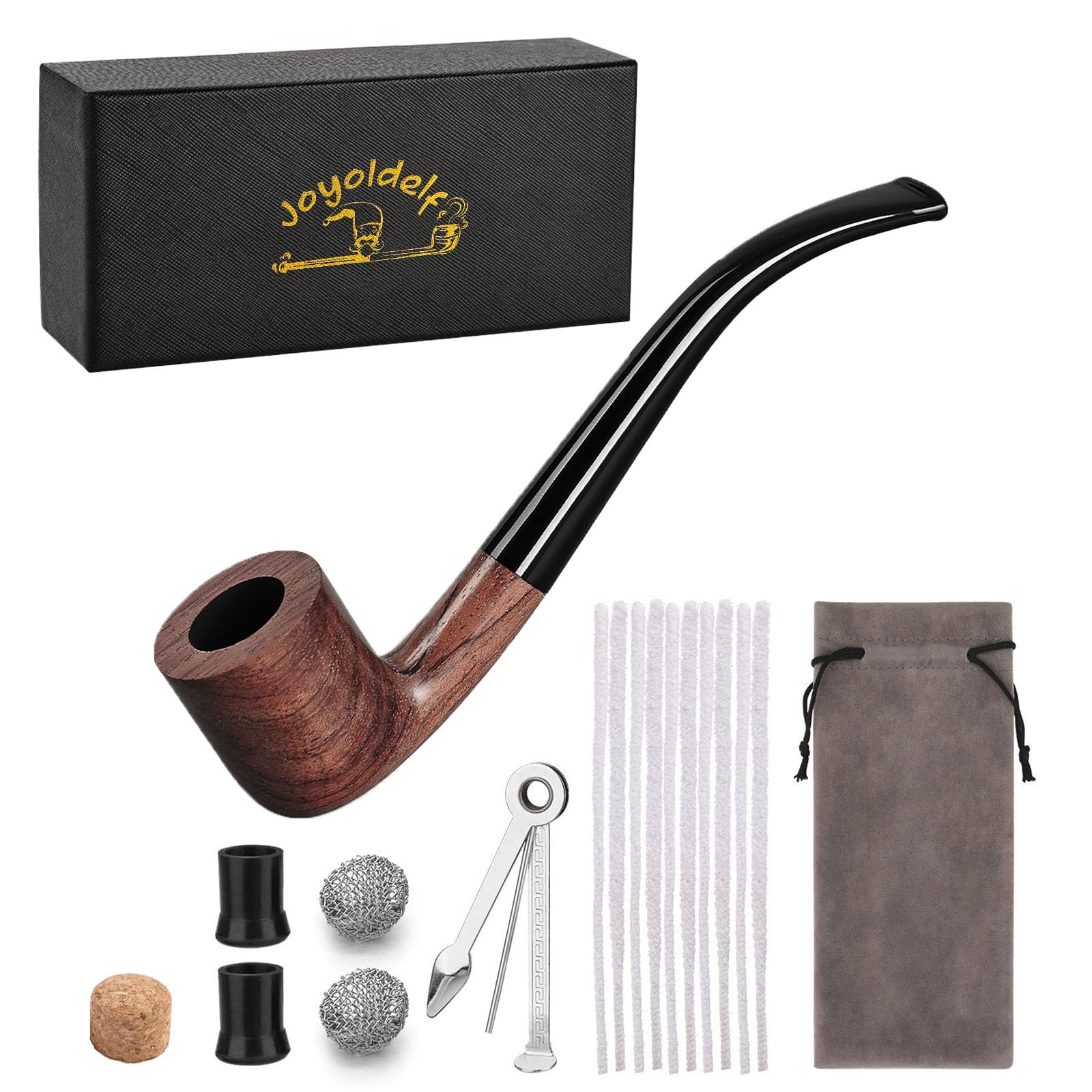 Joyoldelf Rosewood Tobacco Pipe Set - Handmade Smoking Pipe with