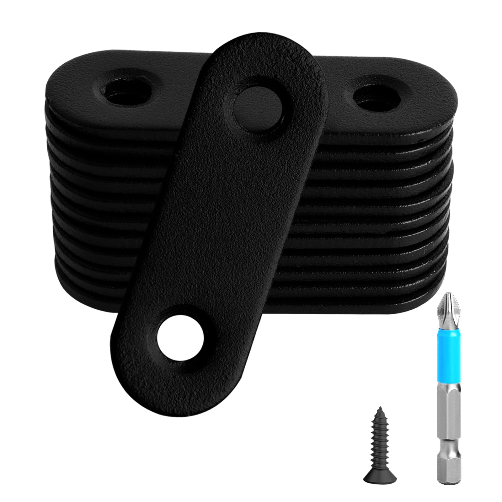 12 Pcs Mending Plate, 1.81 x 0.6 inch Stainless Steel Flat Plates with Holes, Straight Metal Mounting Braces Brackets Kit for Furniture, Wood Joint Connector (Black, 1.81 inch)