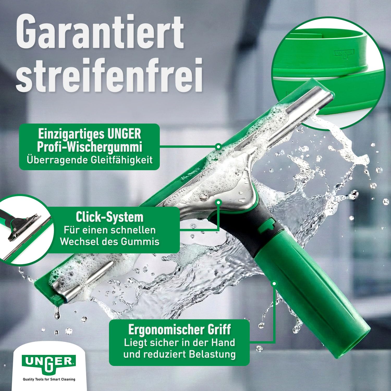 Unger AK015 zestaw do czyszczenia okien (myjka do okien, część nośna, pokrowiec z mikrofibry, wiadro 18 l, środek czyszczący, skrobak, ściereczka do szyb o szerokości 35 cm