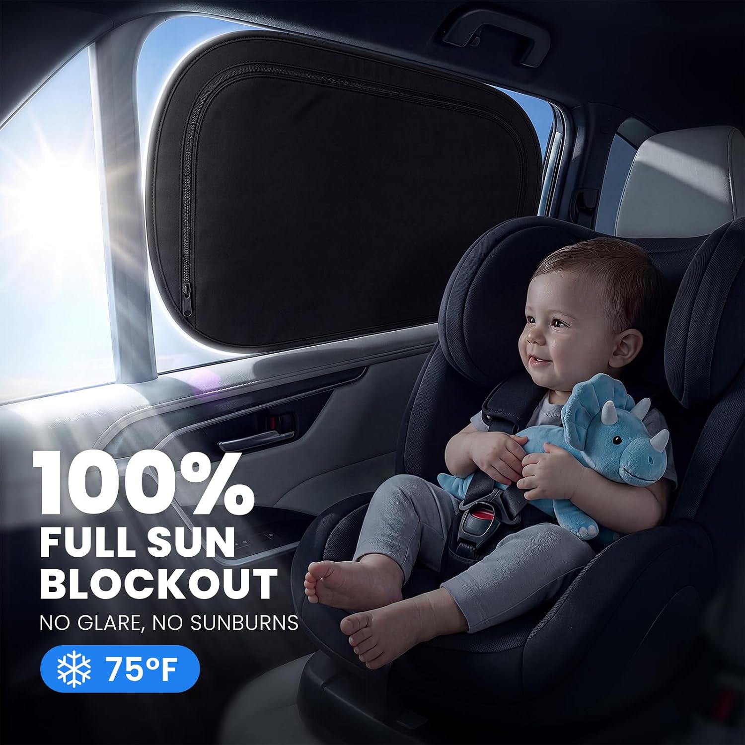 Nmoiss Car Window Shade CQ02, [Enjoy Sun Protection & Driving Safety] Suitable for All Vehicles, Front and Rear Side Windows, Sun Blocker for Baby