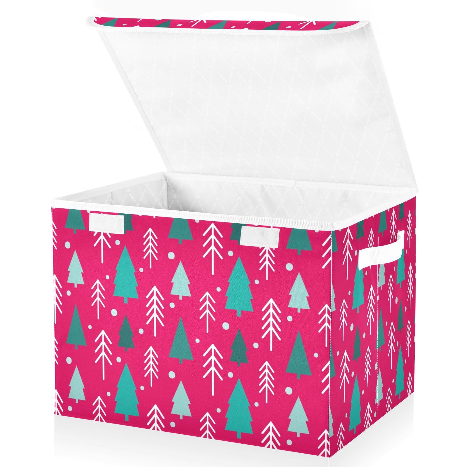 Mnsruu Christmas Tree Storage Boxes with Lids,Fabric Storage Boxes Baskets Containers Organizers for Toys,Clothes and Books