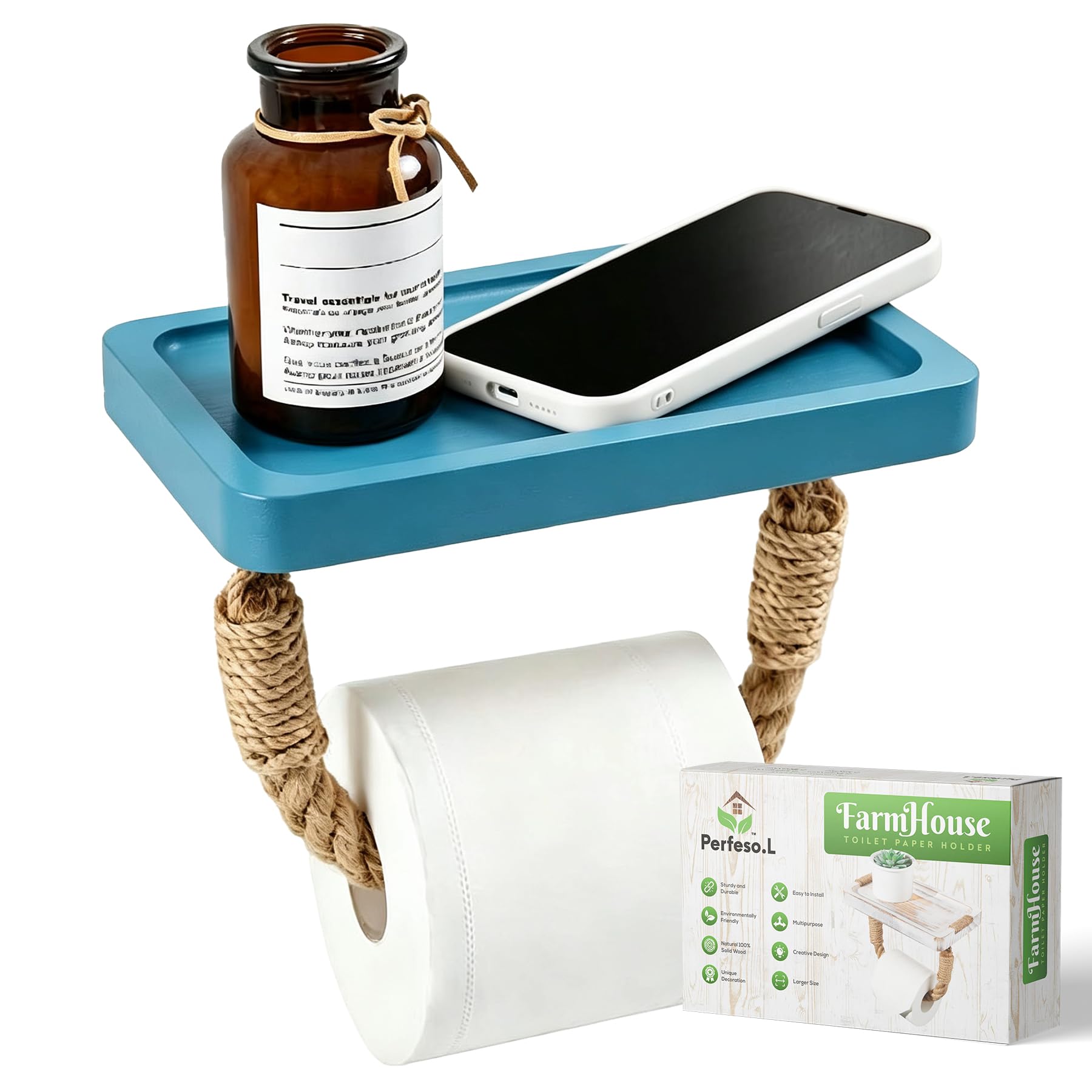 Rope Toilet Paper Holder Shelf Beach Farmhouse Bathroom Decor