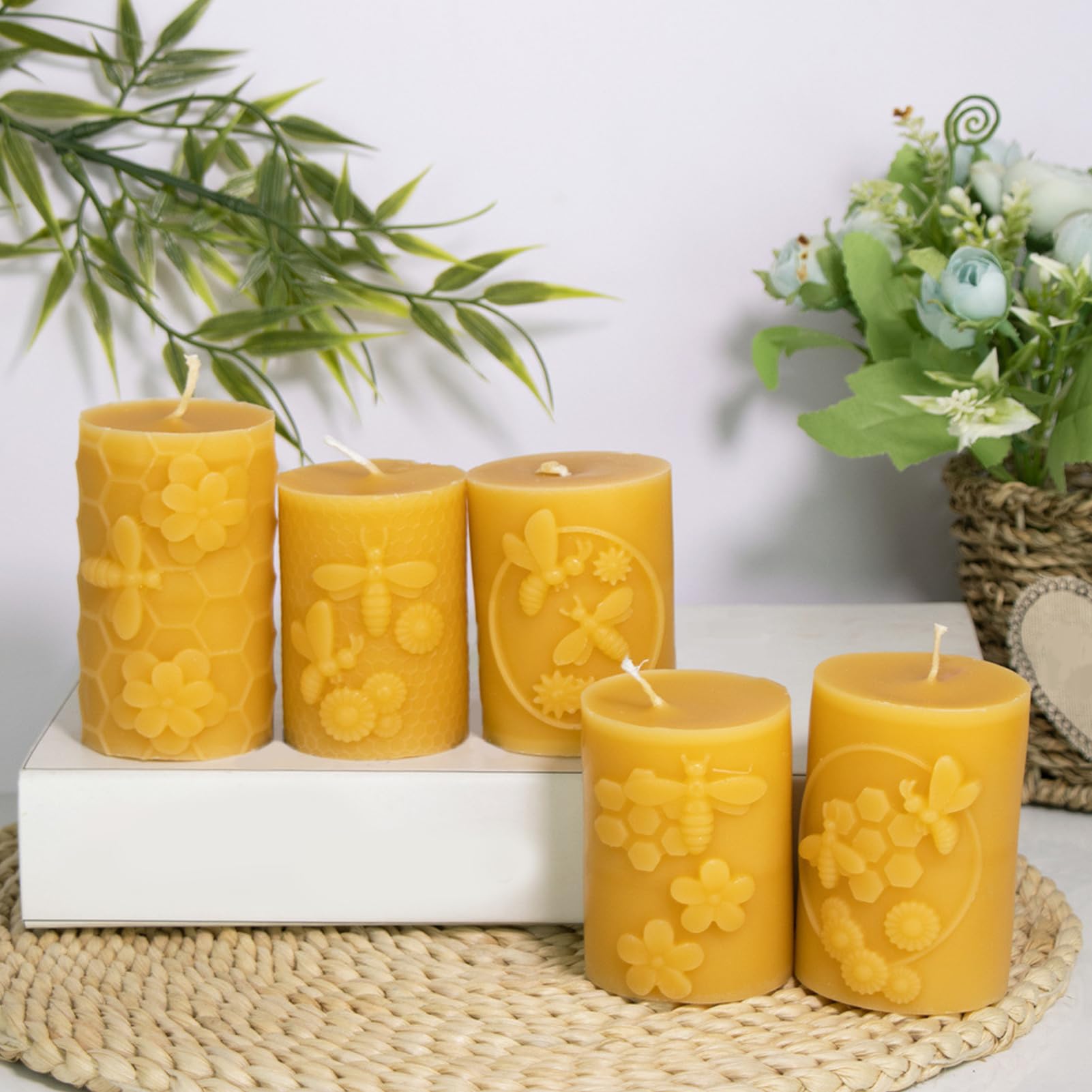 Forme per candele in silicone, forme in silicone per candele a torcia, forma in silicone con rilievo di api e favi, forme per candele in silicone, forme per candele in silicone 3D, forme per candele