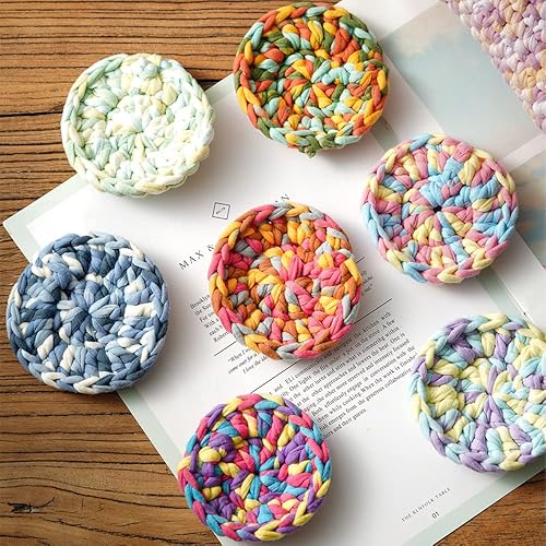 Miniatura 6 de Hilo de camiseta de 160 yardas para tejer, tela de ganchillo, hilo colorido para camiseta de ganchillo para principiantes DIY bolsa de manualidades