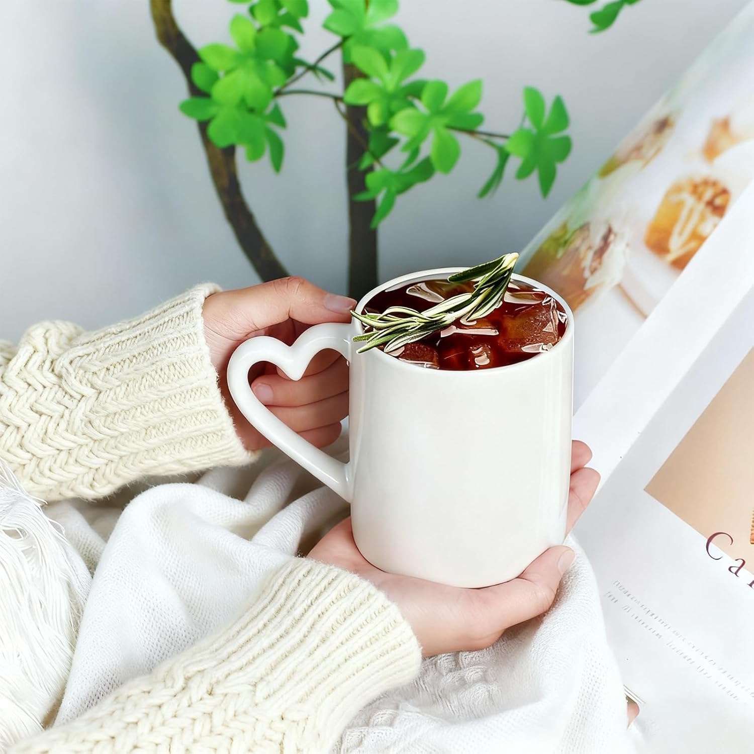 Sublimation Coffee Mugs 11 oz Porcelain Coffee Mug, Classic Heart Handle Ceramic Cup Blank for Latte Cappuccino Tea, Soup, Tea, Milk (White, 11 oz) - Image 7