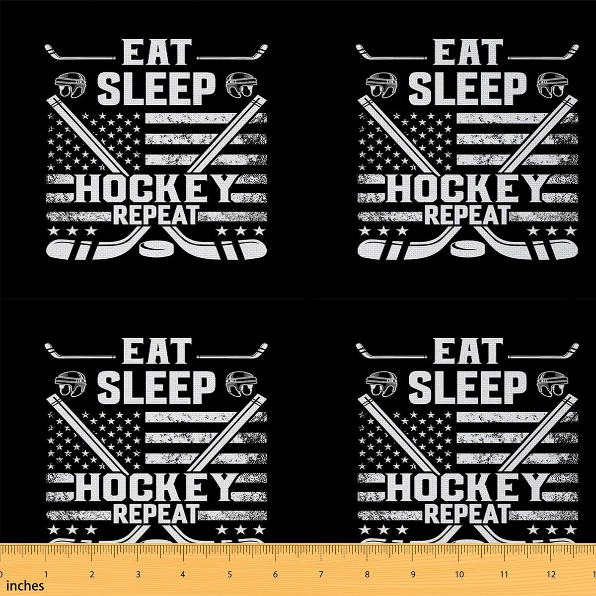 Ice Hockey Fabric by The Yard Ice Sports Games Gaming Sports Upholstery Fabric for Chairs Gift for Ice Hockey Lover Black Waterproof Outdoor Fabric 2 Yards (L184*W150cm)