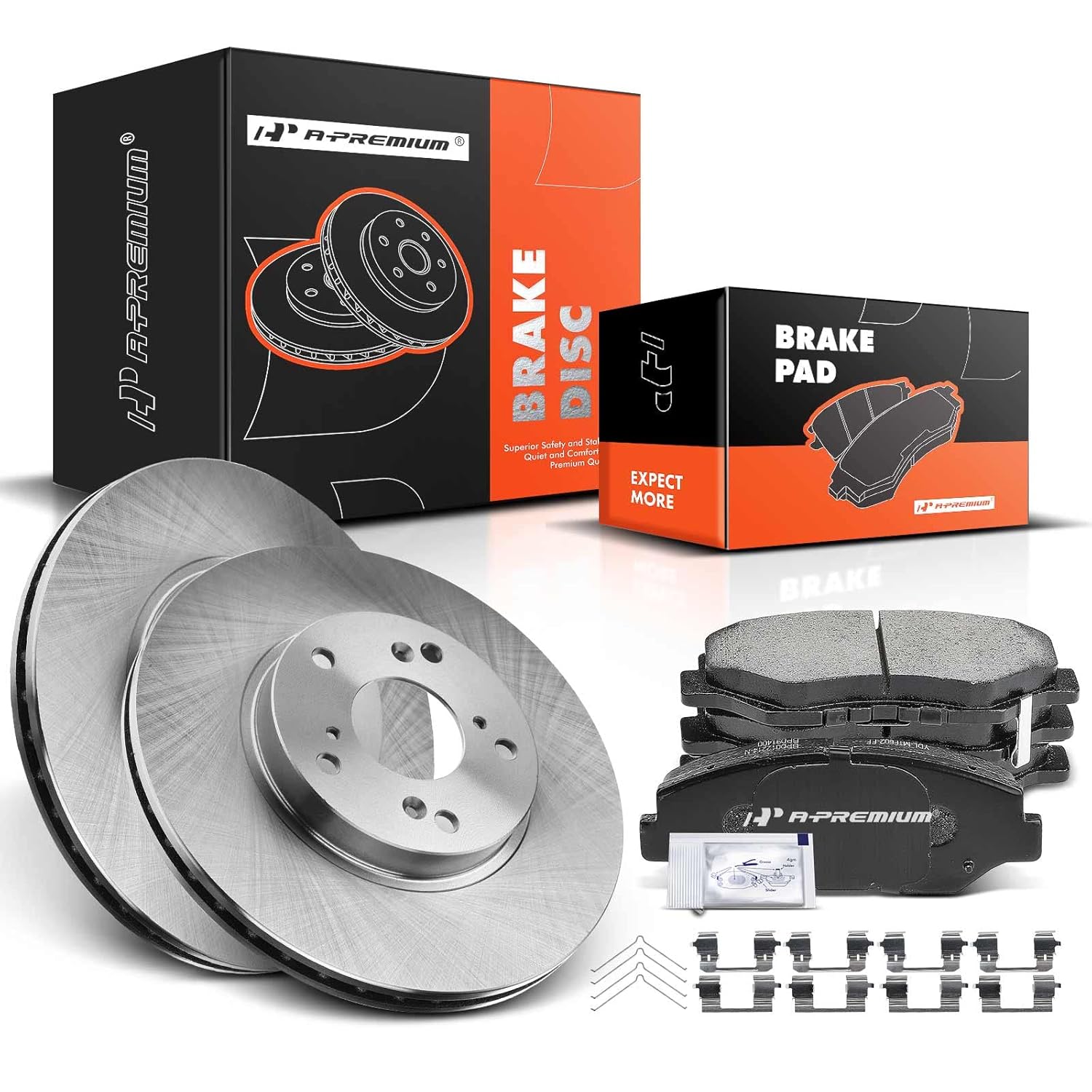 Kit de Discos de Freio Ventilados A-Premium 11.10" (282mm) com Pastilhas Cerâmicas Compatível com Honda e Acura - Accord 03-12/14-17, Civic 13-18, CR-V 02-04, Element 03-11