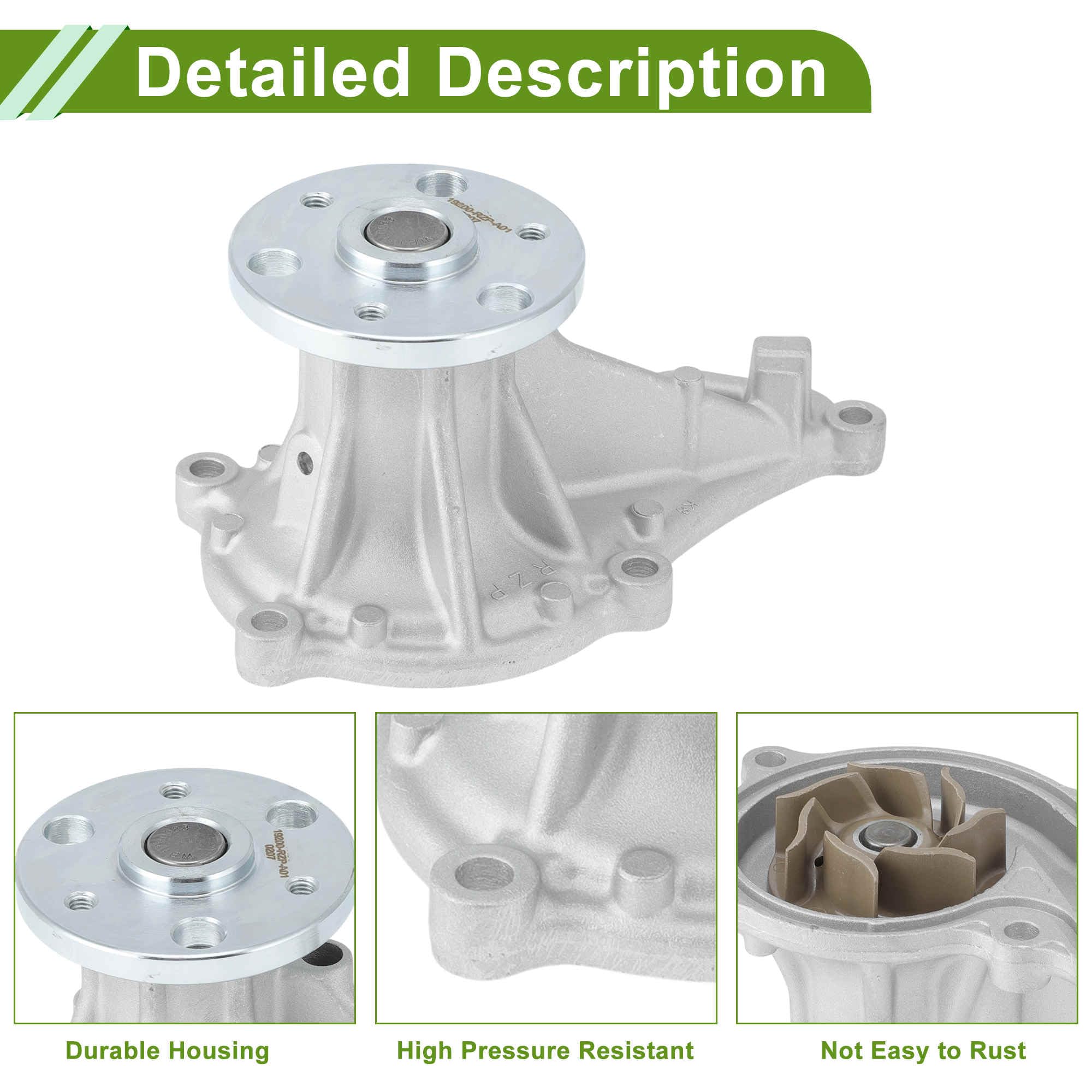 A ABSOPRO Bomba De Agua Del Motor Para Honda Civic 2012-2015 No.19200RZP013 Bomba De Agua De Refrigeración Con Junta 1 Juego