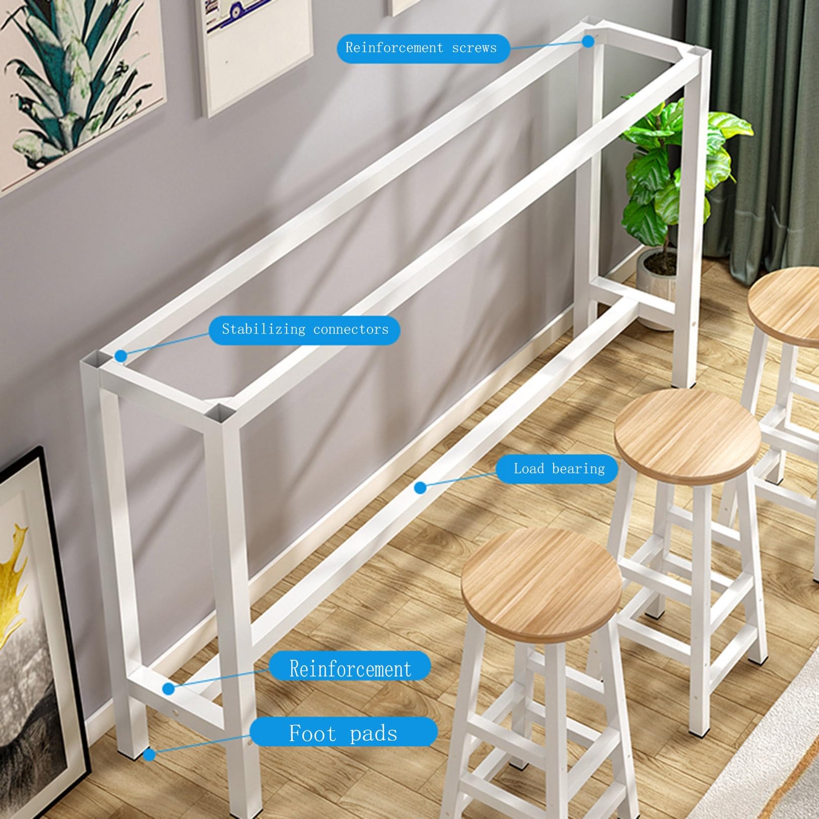 Bar Table 24 Inch With Power Outlets, Bar Height Pub Table