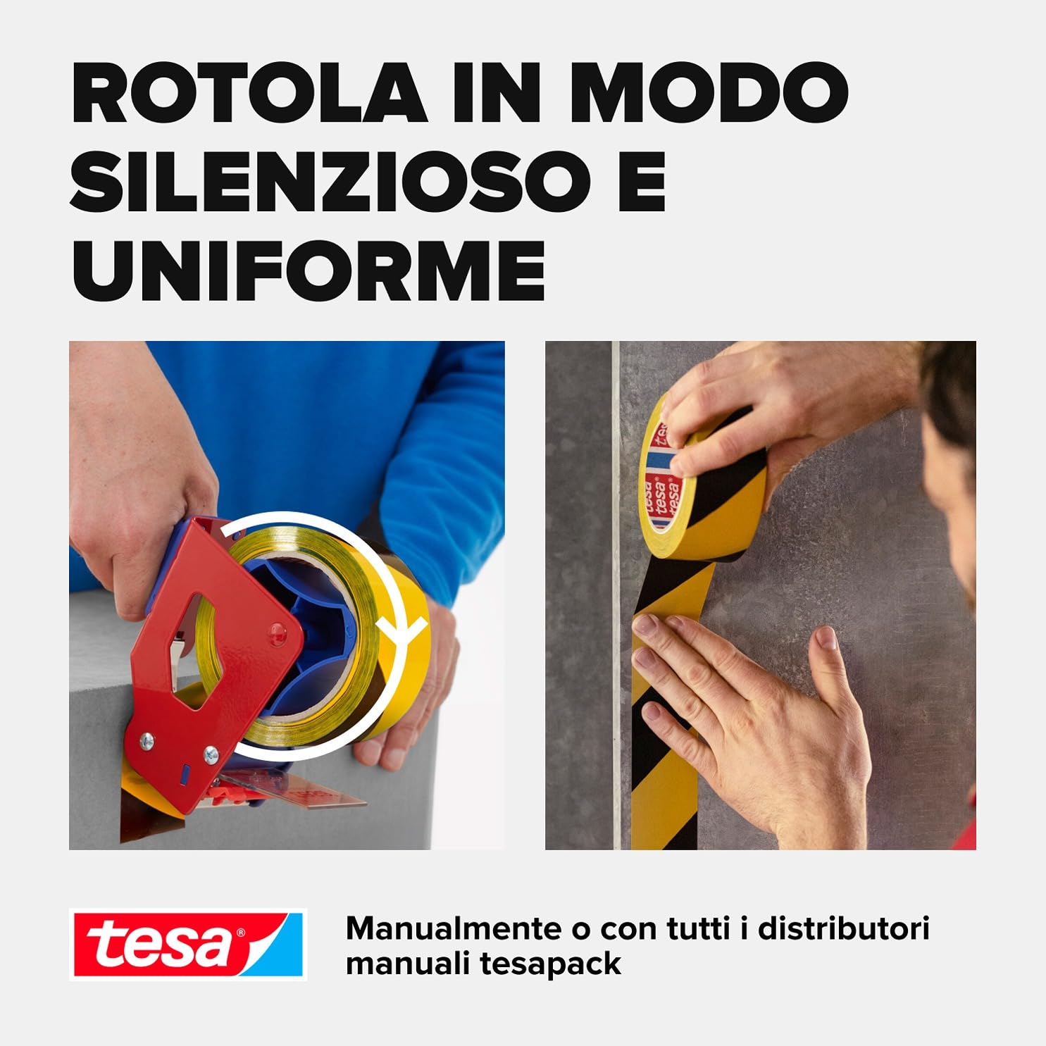 tesa® Signal Premium Nastro da Segnalazione, 66m x 50mm, Giallo/Nero