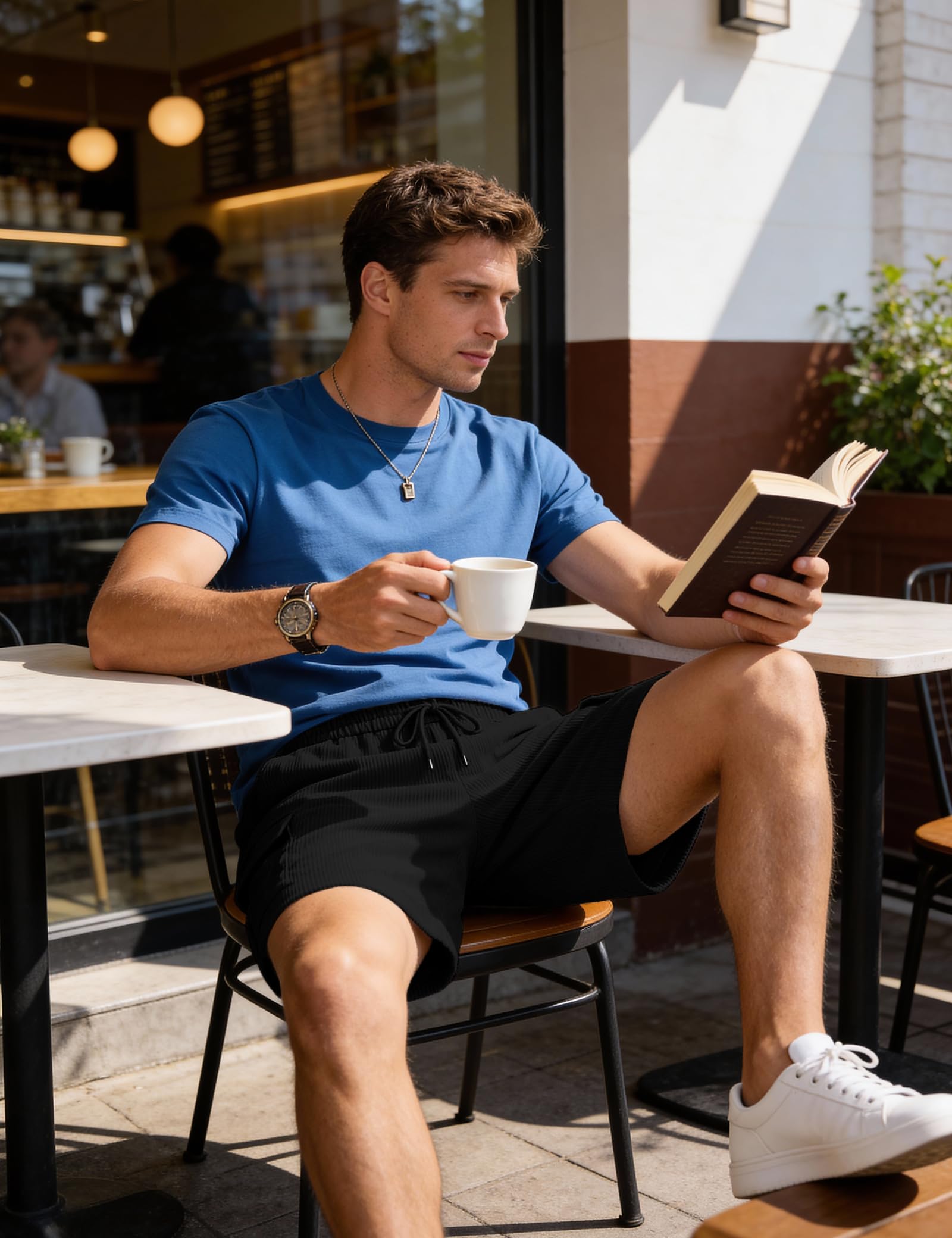 Pantalones Cortos Hombre de Pana Cargo Casual Verano Bermudas con Cintura elástica Múltiples Bolsillos