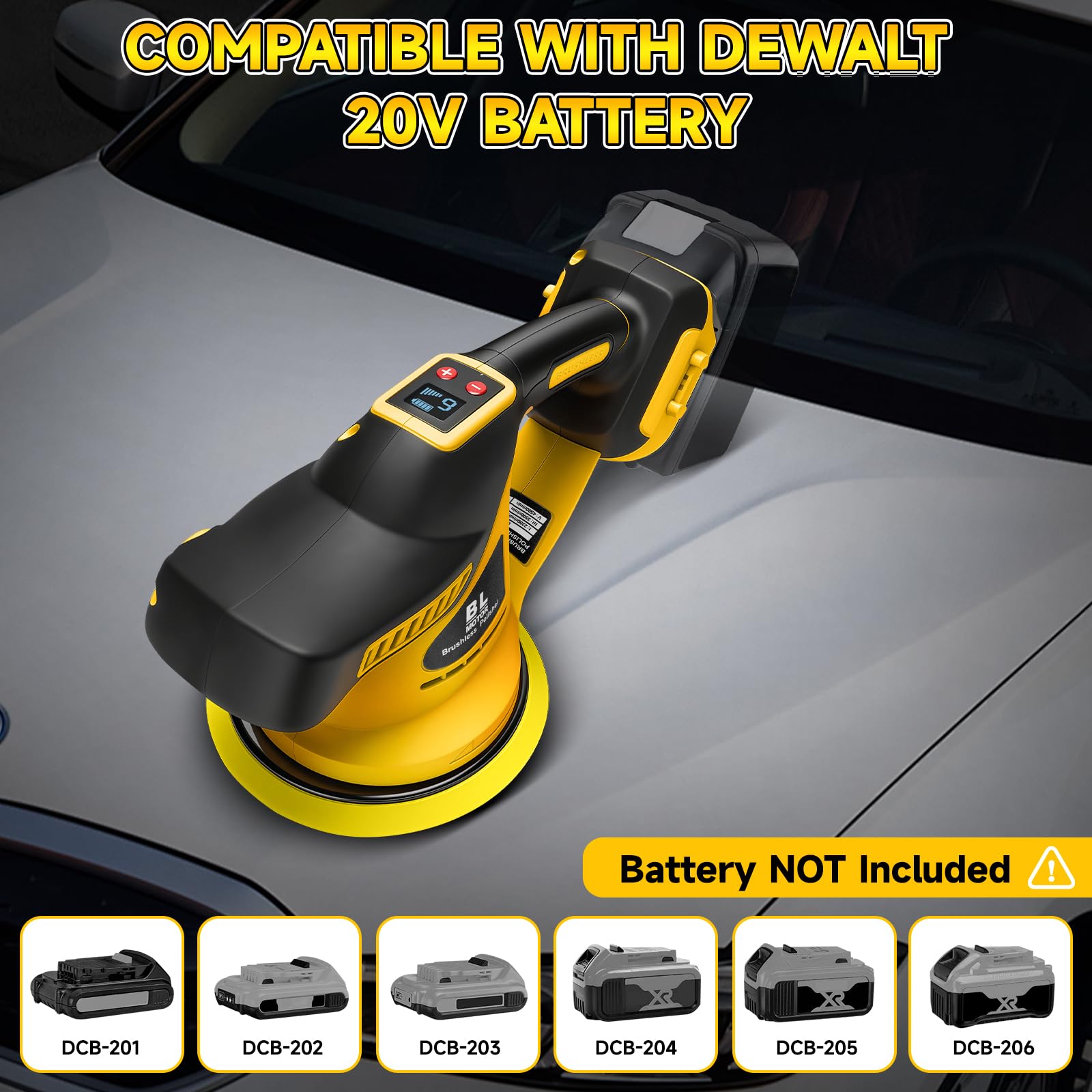 WingFly Poliermaschine für Dewalt 18V,20v Akku, 450W Auto