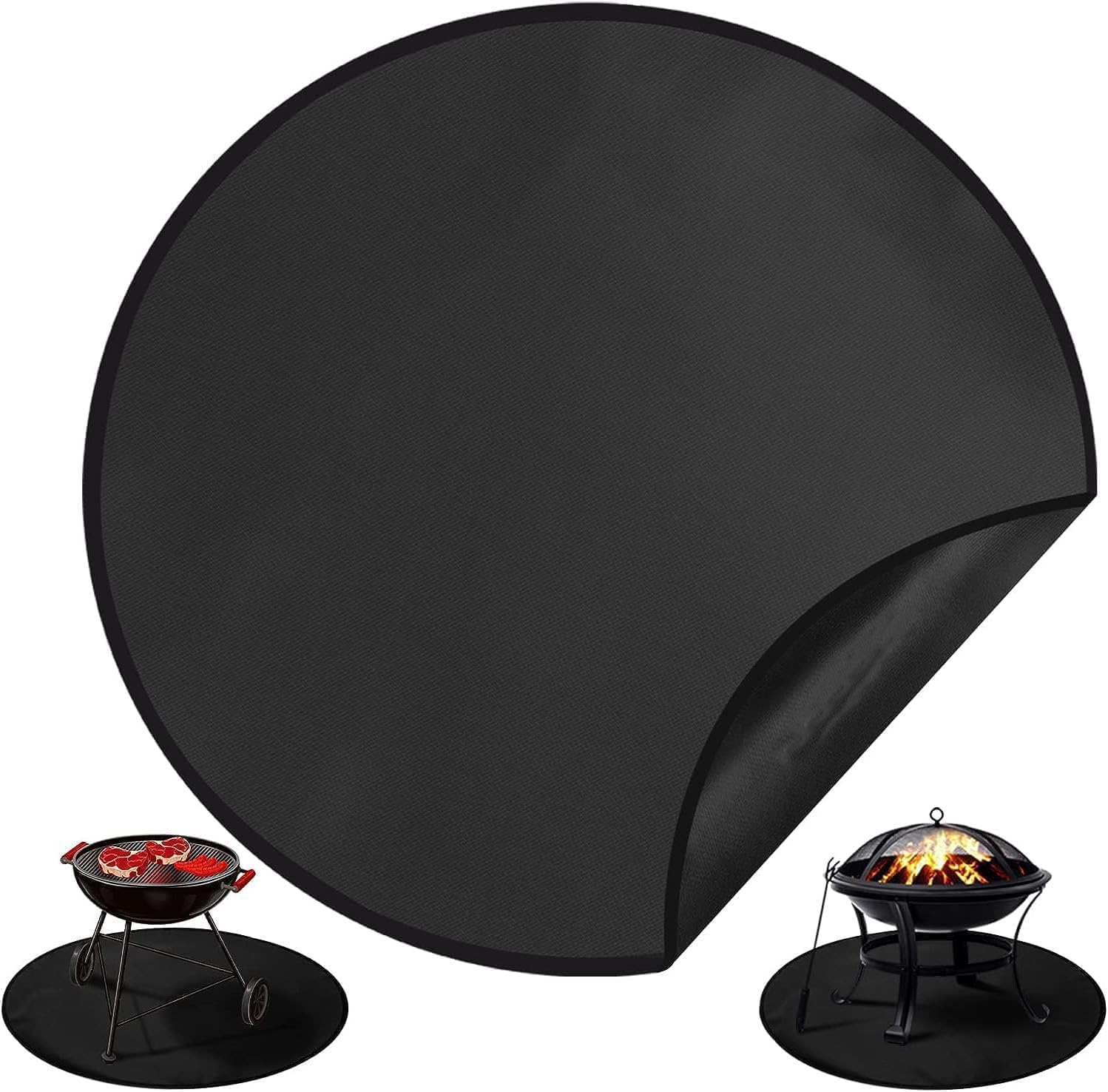 36" Fire Pit Mats, Round Under Grill Mat Fireproof Fireplace Mats for