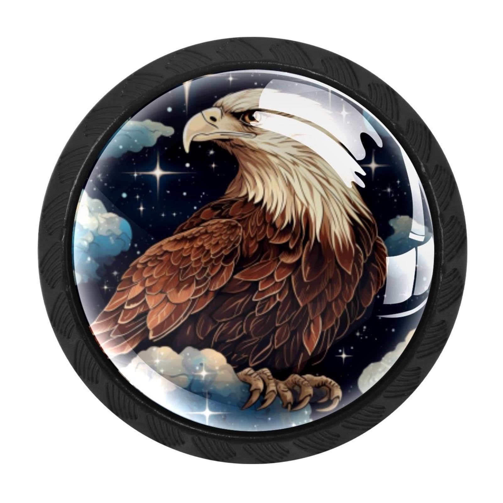 Chenzzzz Multicolored 08 4 Pieces Starry Eagle Drawer Knobs, 35Mm Black Cabinet Knobs, Drawer Pulls And Knobs, Dresser Drawer Knobs, Cabinet Hardware Kitchen Cabinet Knobs