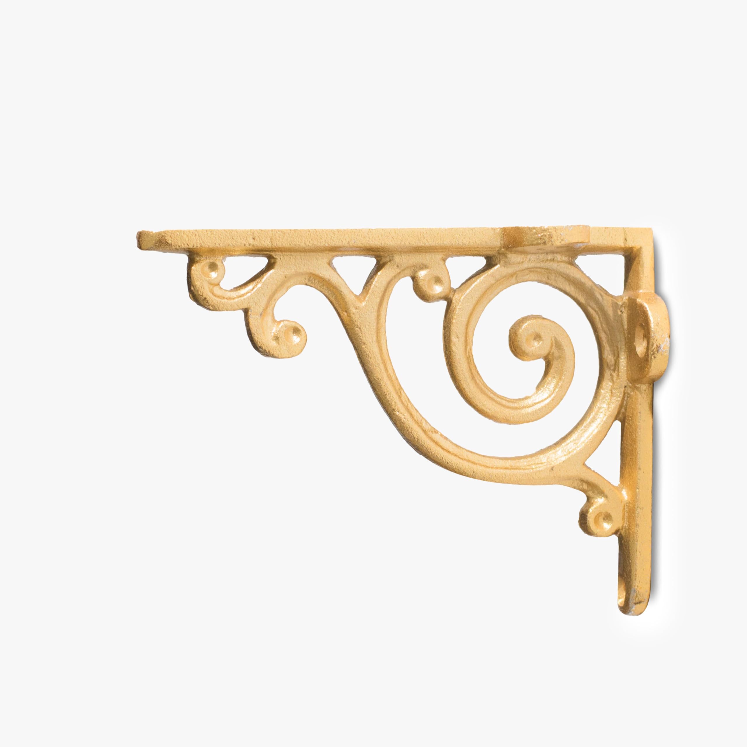 CASADECOR Metal Golden Victorian Swirl Wall Bracket Set - Pack of 2 | Wall Plant Hanger | Plank Holder for Walls | Indoor & Outdoor Shelf Bracket for Home & Office | Easy-Installation 4