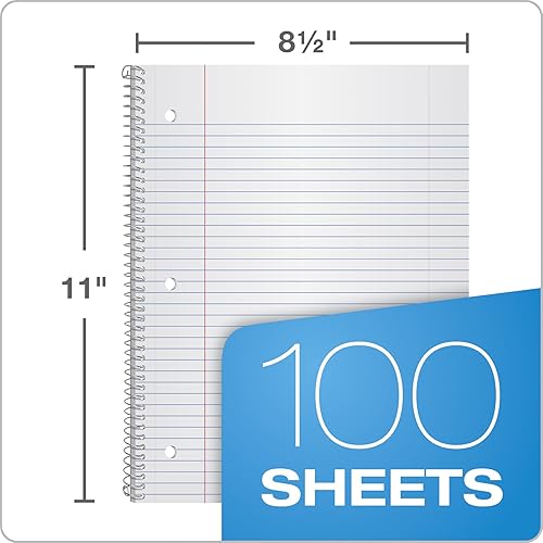 Miniatura 2 de Oxford Cuadernos de 1 materia, espiral, 8 x 11, regla universitaria, el surtido de colores puede variar, 100 hojas, 1 cuaderno (65161)