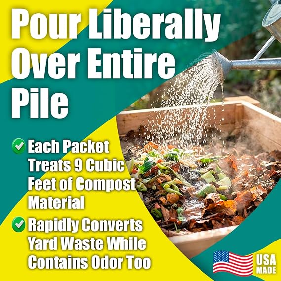 GREEN PIG Compost Accelerator Converts Yard Waste to Fertile Humus in 30 Days and Helps Control Odors Associated with Compost Piles, 1 Bag (12 Dissolvable Packets)
