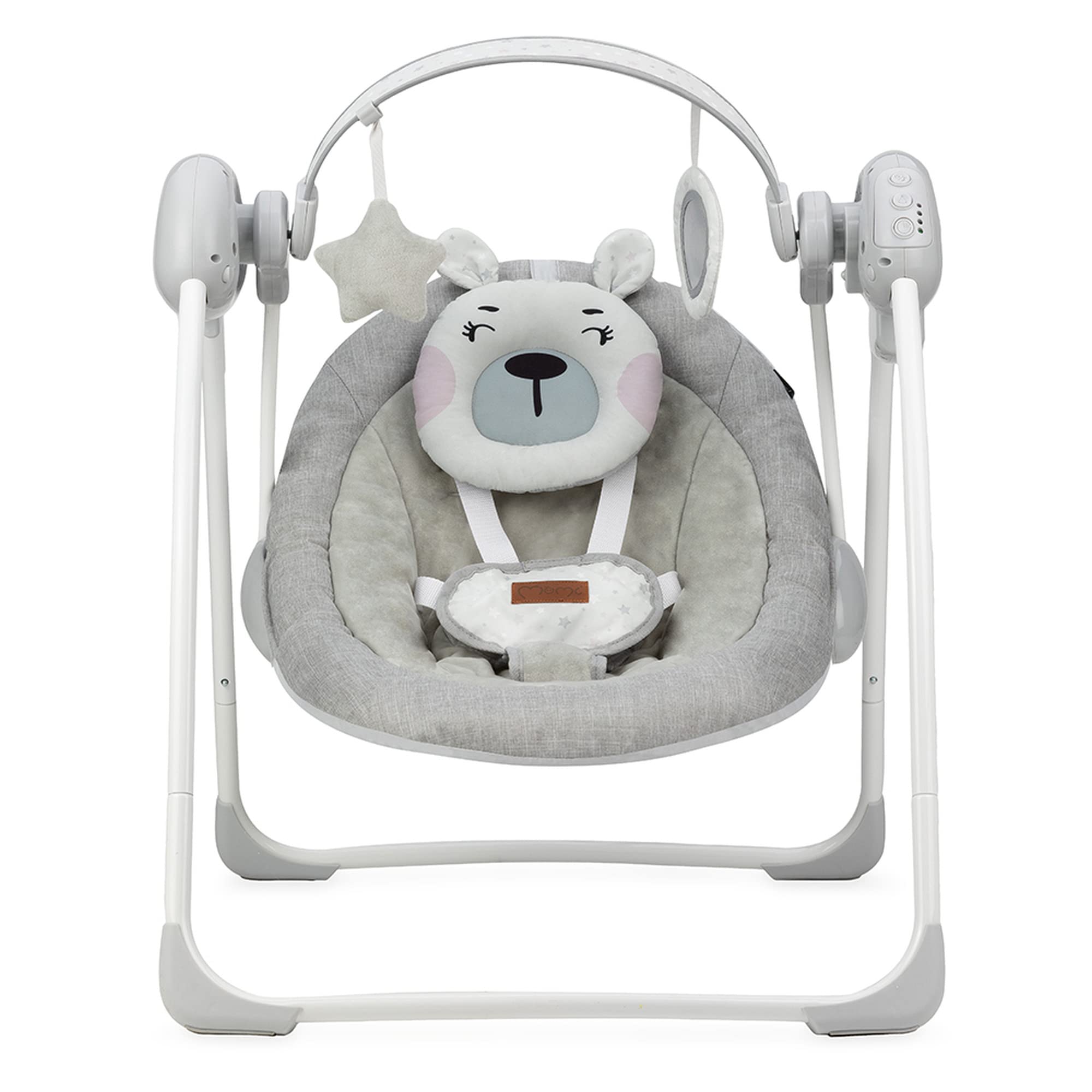 Momi Liss Teddy Pink Rocker con funzione di oscillazione automatica, per bambini fino a 9 kg, con 5 velocità, capacità di regolare l'orario di lavoro, l'alimentazione o le batterie