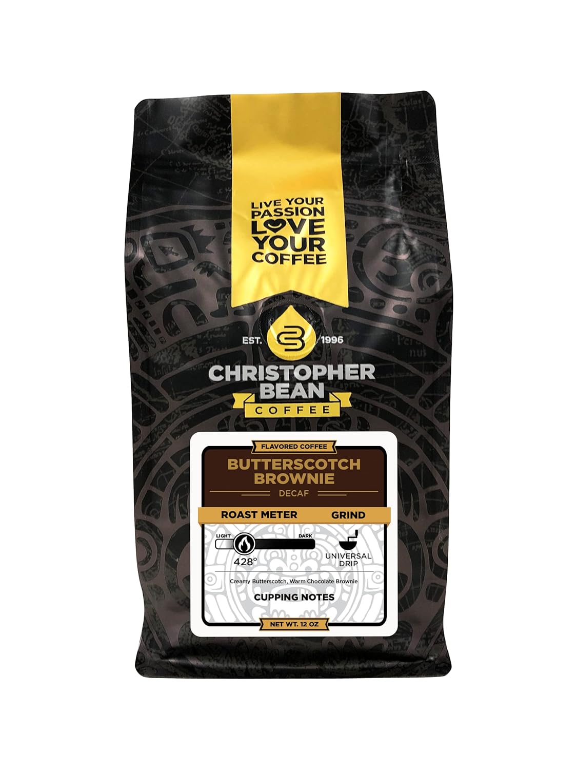 Christopher Bean Coffee Decaf Coffee Ground Butterscotch Brownie Flavored Coffee