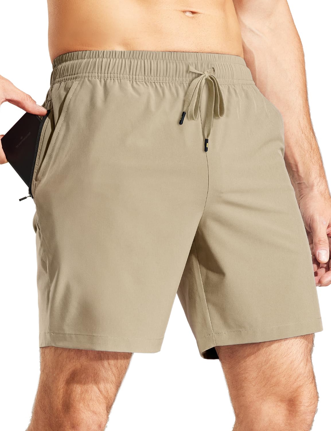 MIER Men's Workout Running Shorts 7 Inch Lightweight Athletic with Zipper Pockets No Liner Quick-Dry Gym Active Shorts