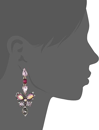 Miniatura 3 de Betsey Johnson Pendientes lineales con diseño de mariposa, Metal