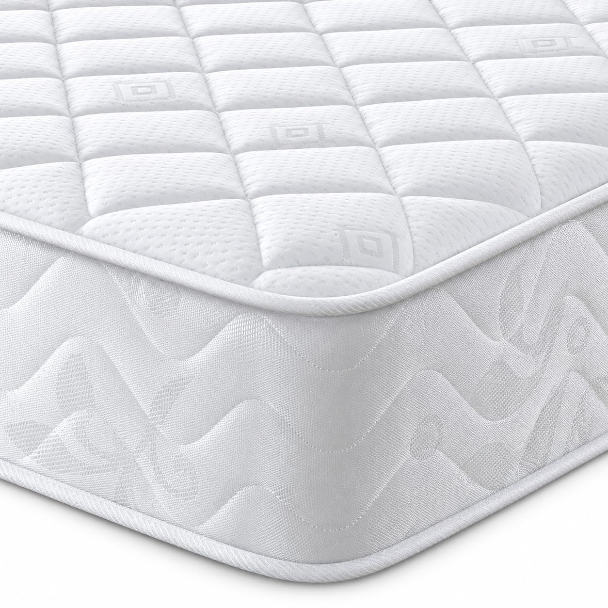 Starlight Beds Diamond Sprung Double Mattress with Memory Foam Layer | Coil Spring, 135x190x18cm, Ideal for Children, Soft Support, Value Comfort, Rolled & Boxed, UK Manufacturer