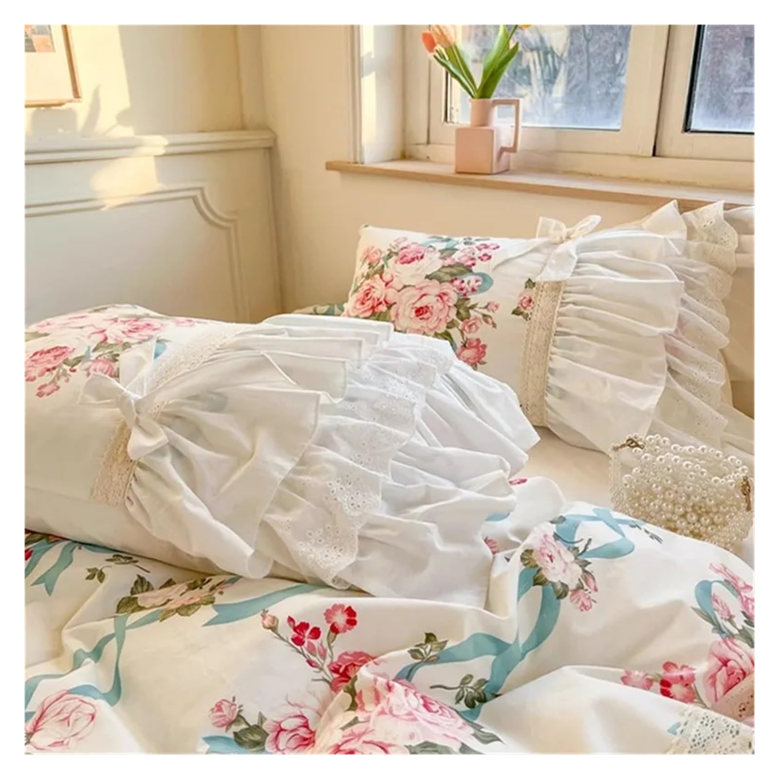 Amazon｜プリンセス寝具セット 高級レースフリルデザイナー花柄