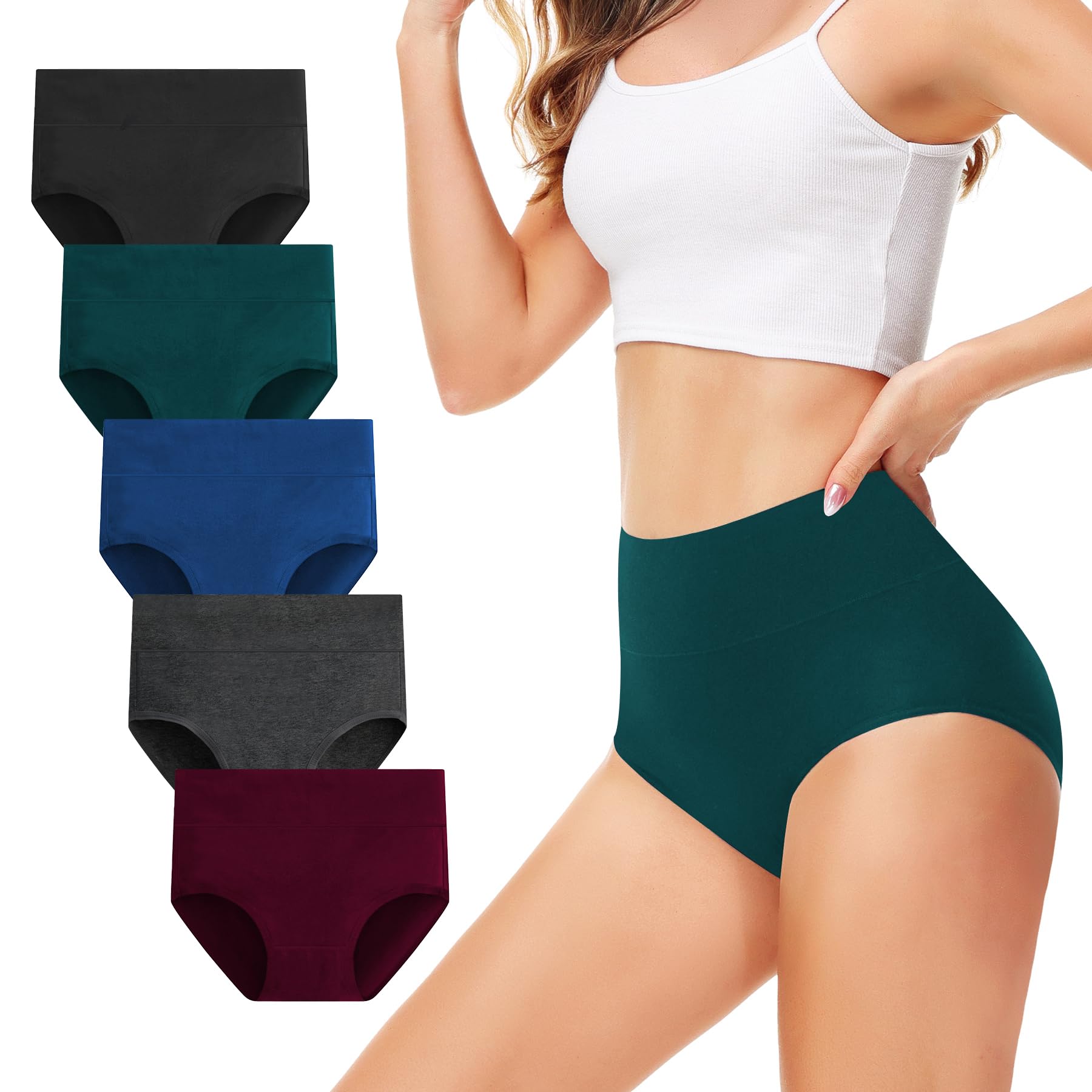 Underwear Women High Waisted Knickers for Women 5 Pack Ladies Full Briefs Soft Cotton Pants No Itchy Labels — view 12
