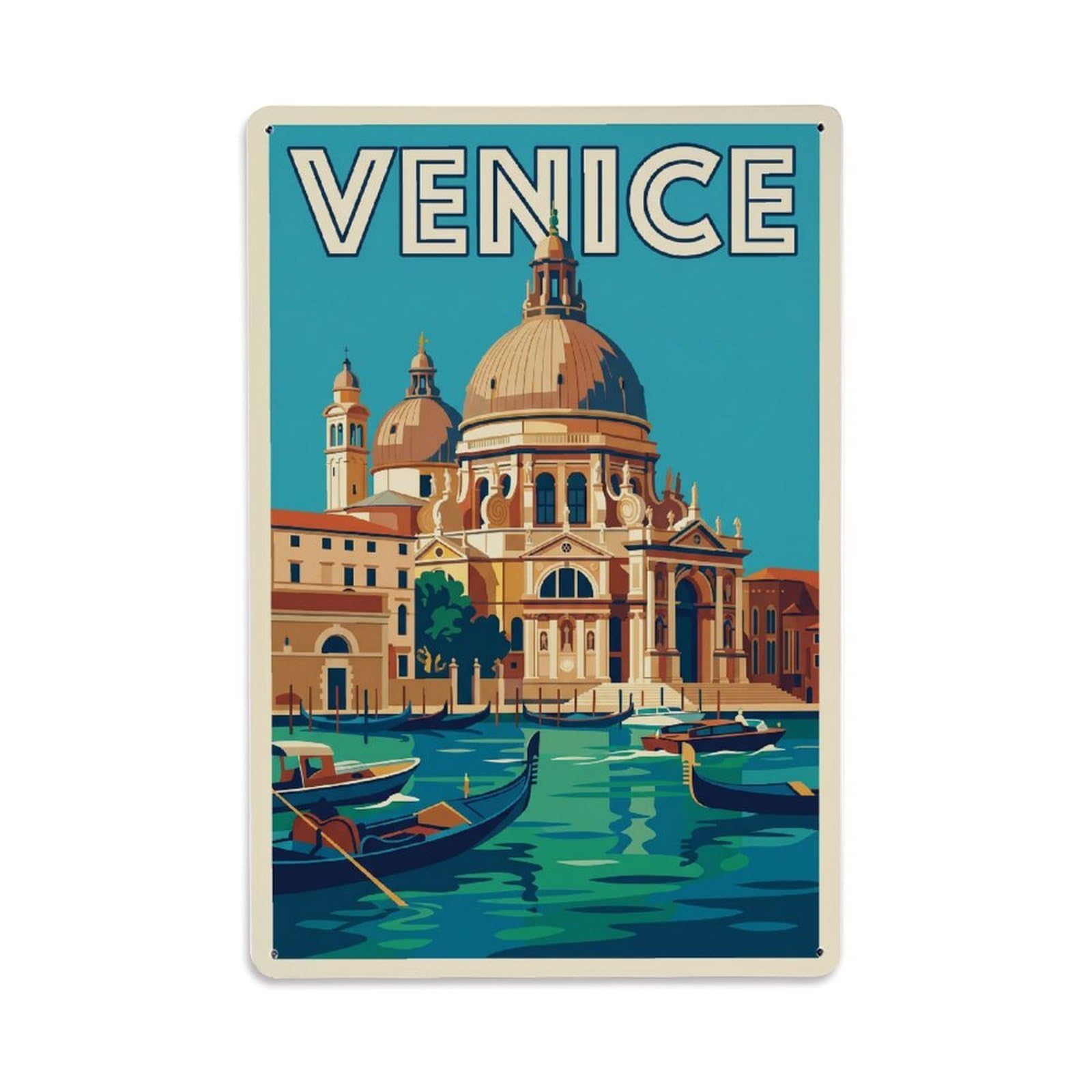 Vintage Travel Cathedral Italy Baroque Metal Tin Sign Plaque Wall Decor for Cafe, Club Bar, Office, Home Garden Metal Poster 8x12Inch
