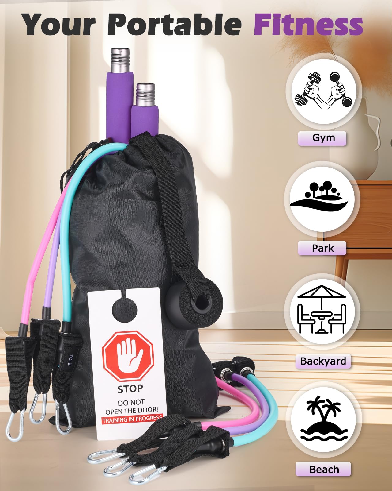 Zacro Kit de Barra de Pilates - Sets de Pilates con 6 Bandas de Resistencia, Ajustables Juego de Bandas de Fitness Smart Workout, Gomas Elasticas Musculacion para Gimnasio En Casa